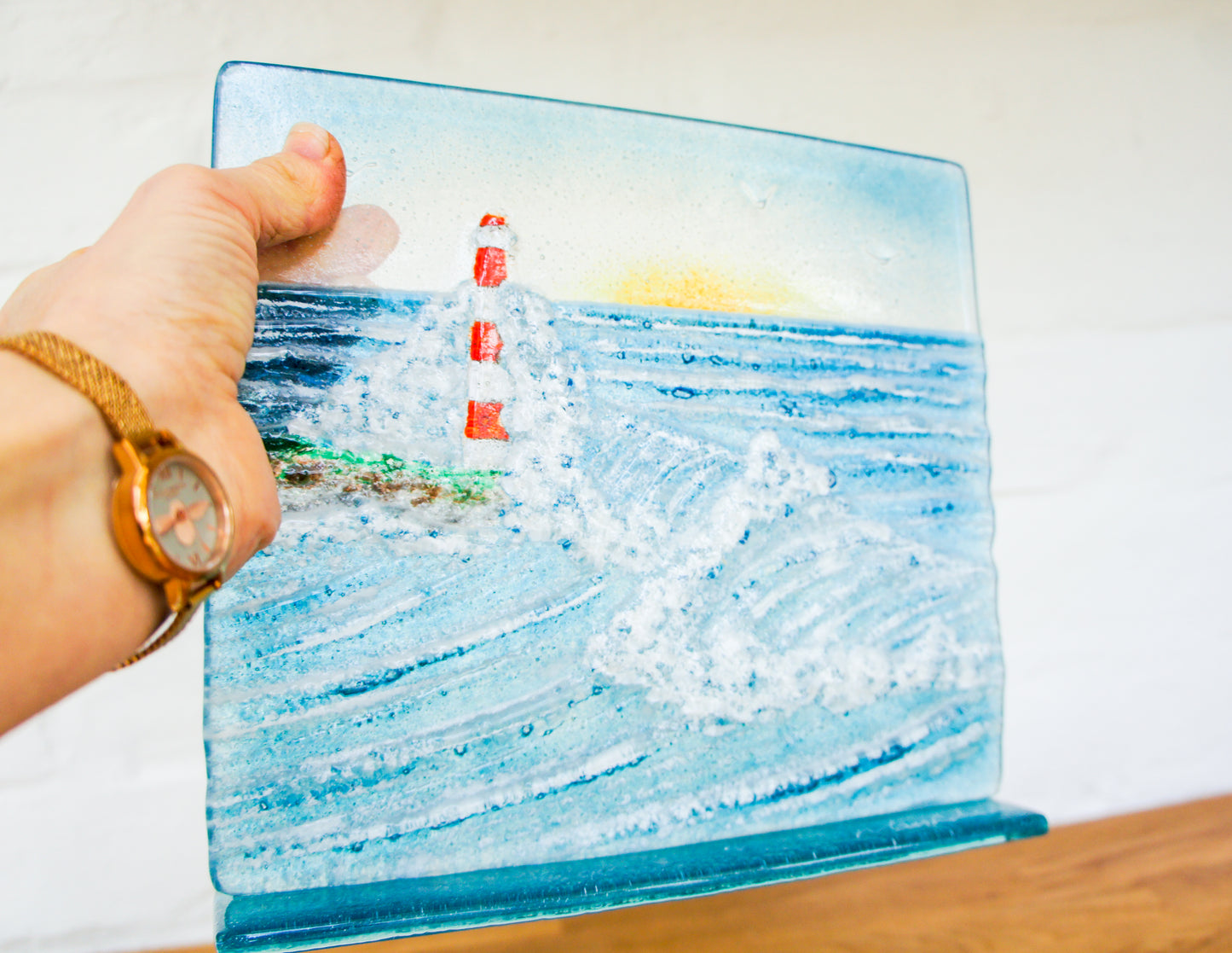 Lighthouse Wave Panel - Model 3 D3 - 22x20cm(8 1/2x7 3/4") on a foot