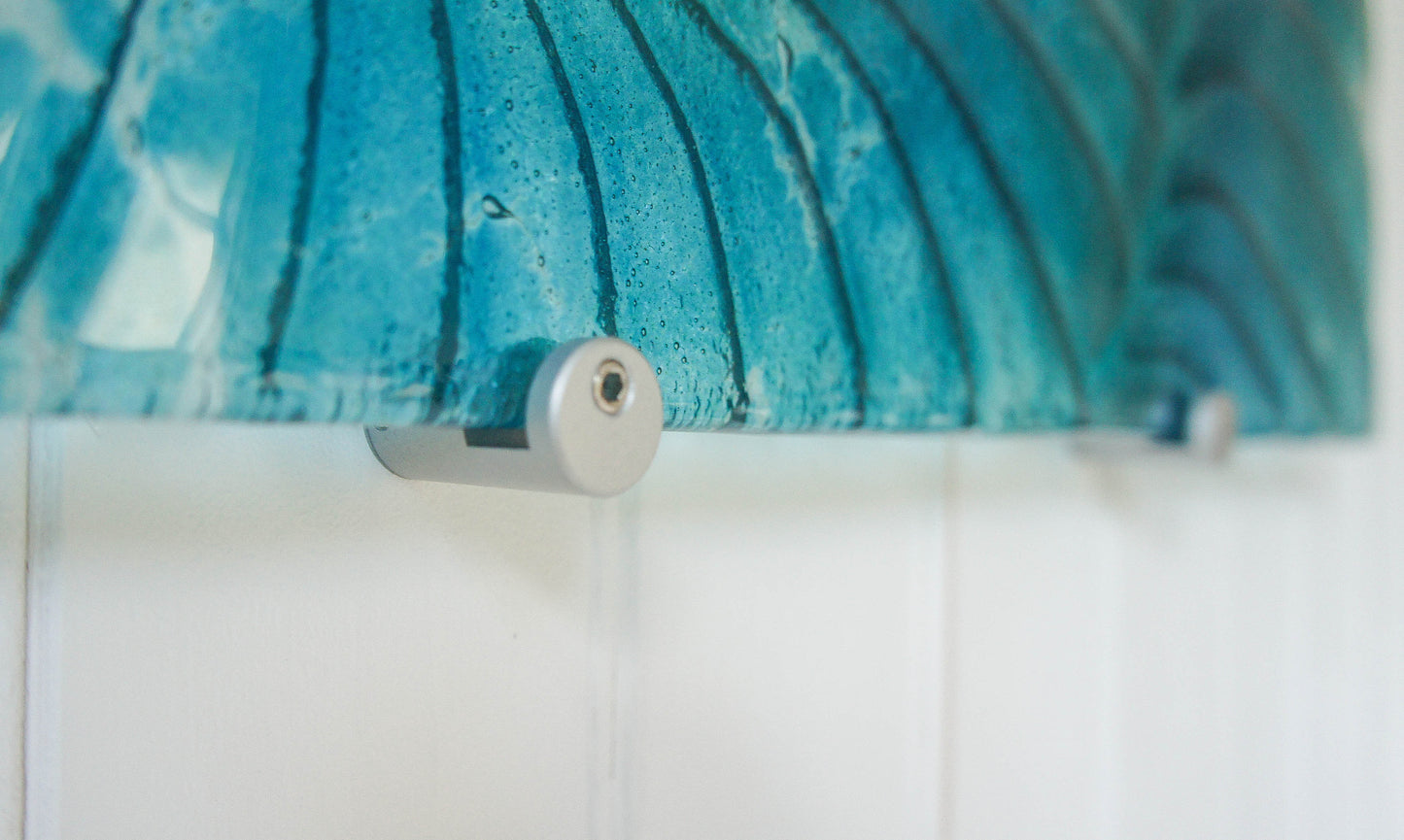 Ammonite Wall Panel - Large Landscape - Swirl Turquoise Blue - 56x26cm(22x10") with fixings