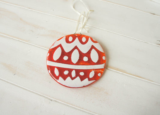 Norwegian Red Glass Bauble - Hanging - 12cm(5")