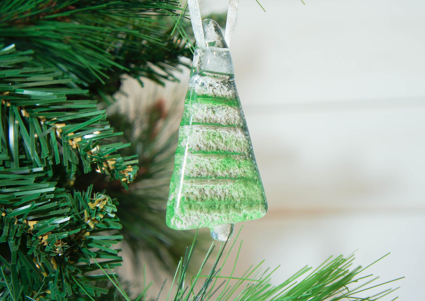 3 to 6 Mini Green Glass Trees - Hanging - 8cm(3")