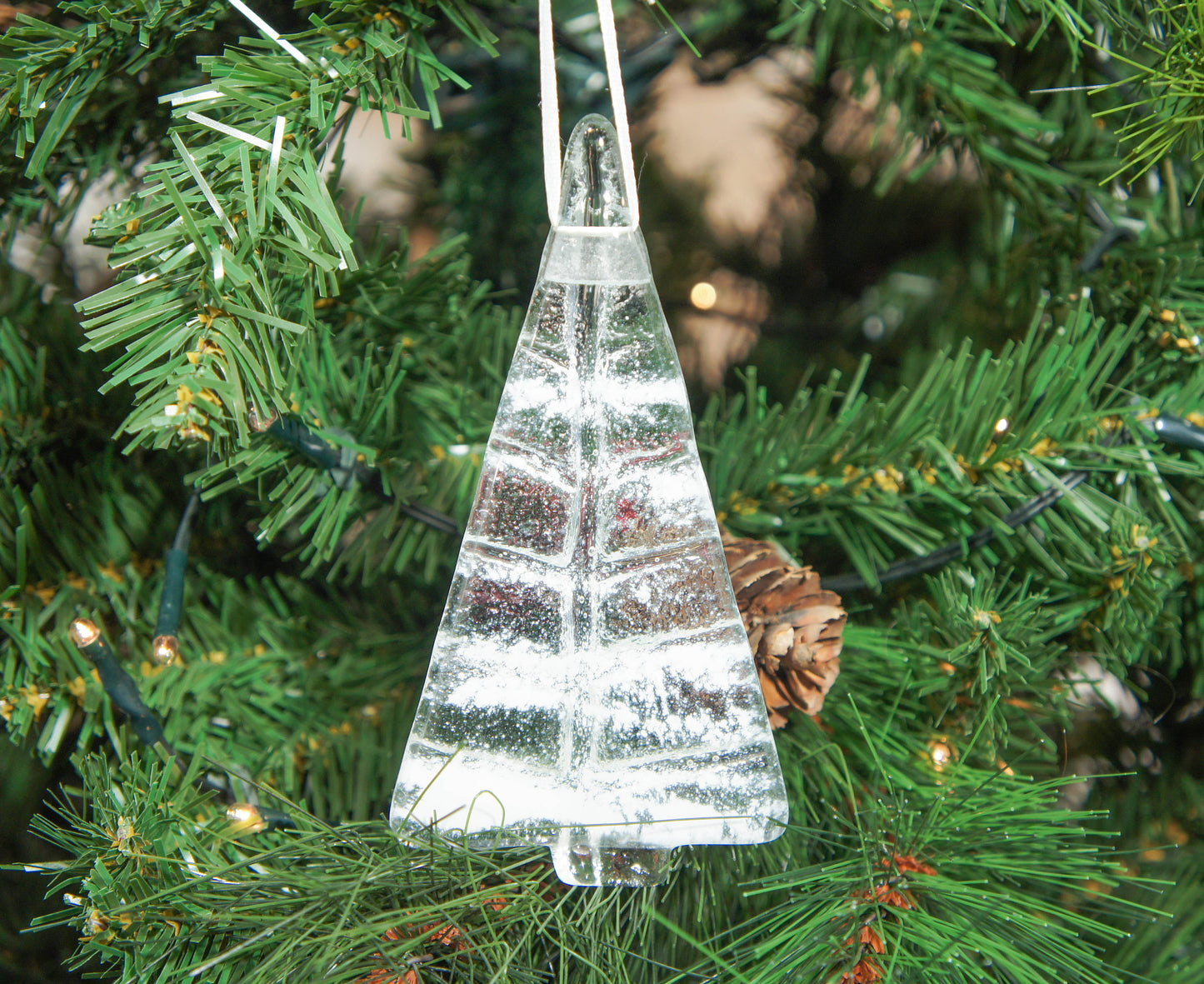 1 to 6 Medium White Glass Trees - Hanging - 12cm/3 3/4"