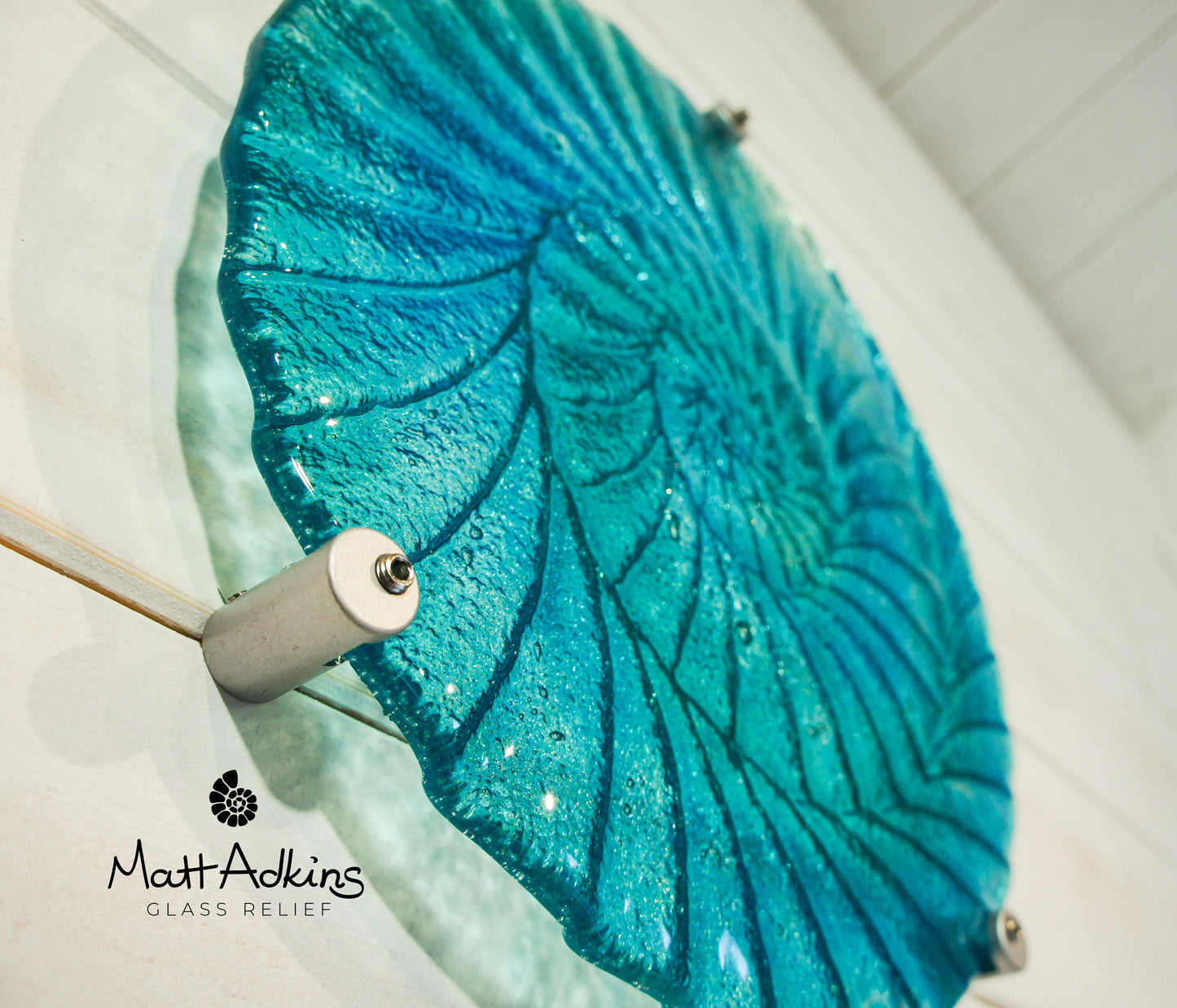 Ammonite Wall Panel - Round Turquoise Blue - 29cm(10 1/2") with 3 fixings