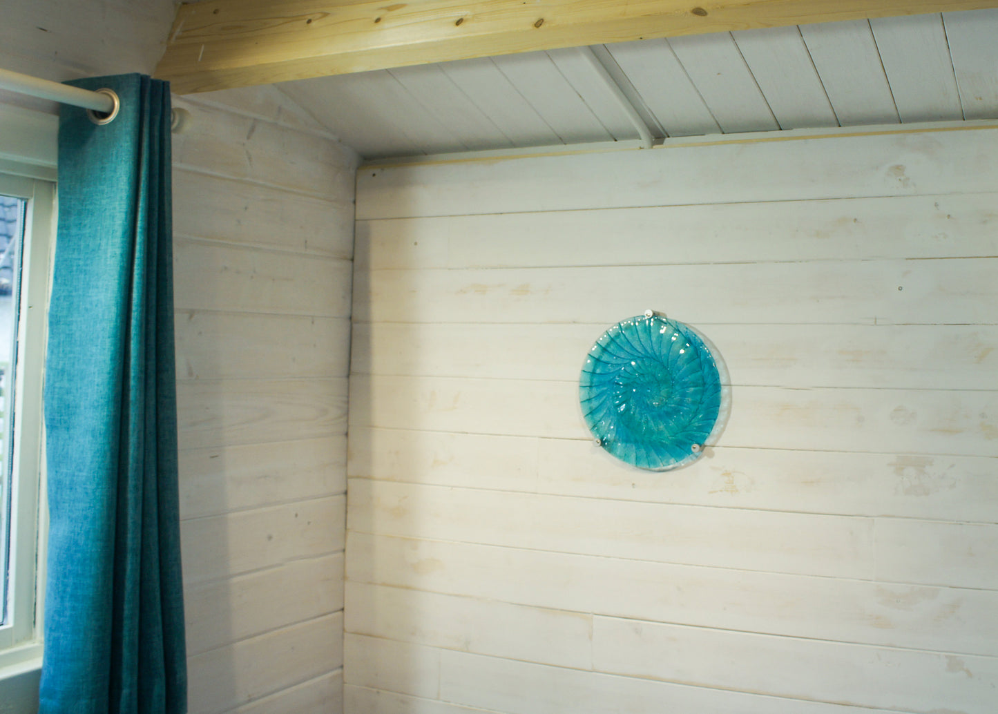 Ammonite Wall Panel - Round Turquoise Blue - 29cm(10 1/2") with 3 fixings