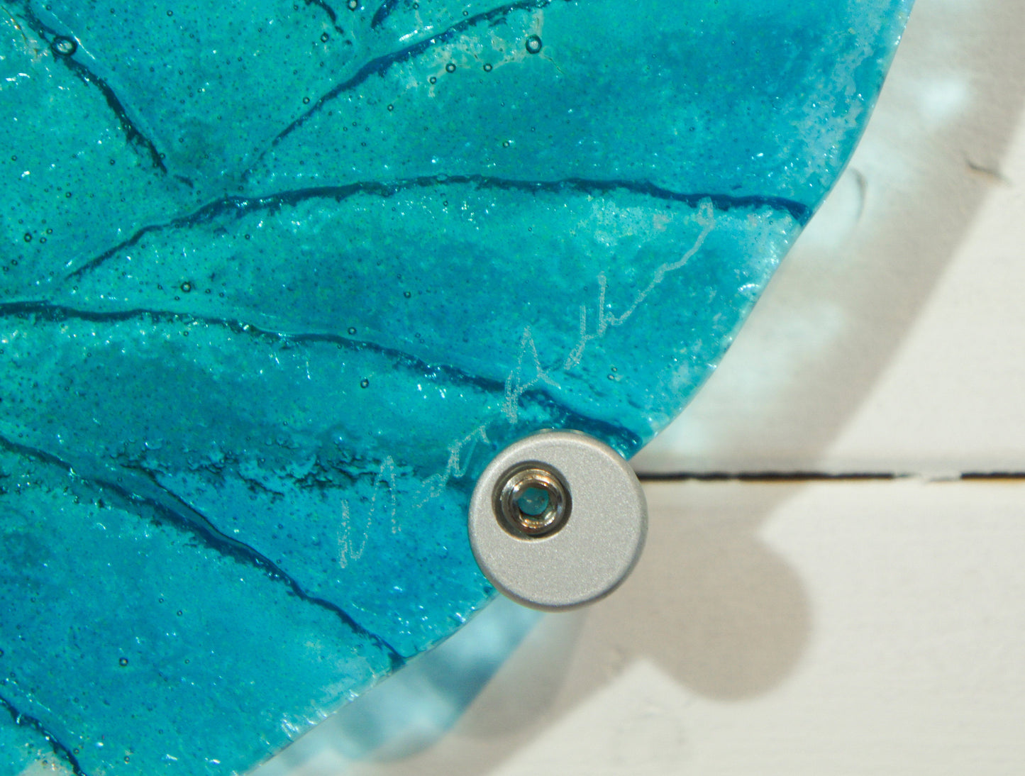 Ammonite Wall Panel - Round Turquoise Blue - 29cm(10 1/2") with 3 fixings