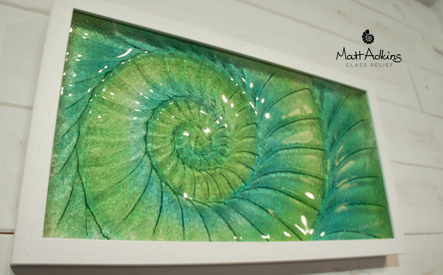 Ammonite Frame - Medium Landscape - Green Blue Turquoise - 45x25cm (17"x10")