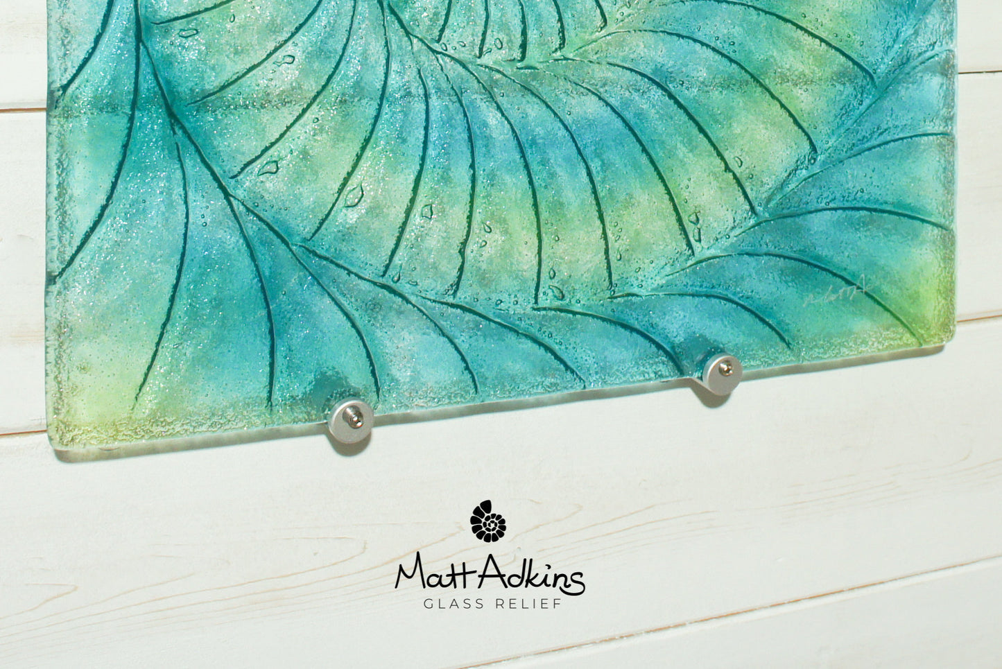 Ammonite Wall Panel - Large Square - Swirl Turquoise Blue Green - 40cm(16") with fixings