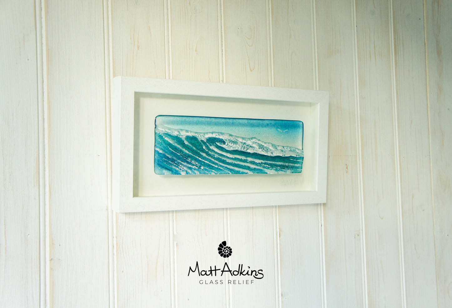 landscape wave wall art frame fused glass