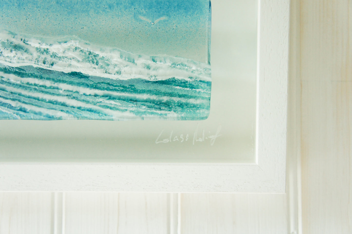 landscape wave wall art frame fused glass
