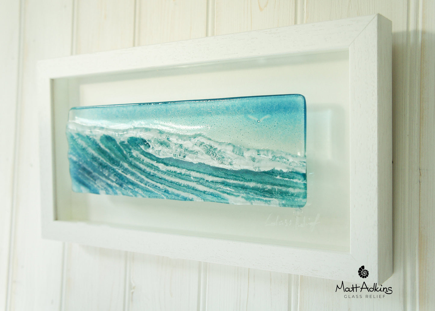 landscape wave wall art frame fused glass