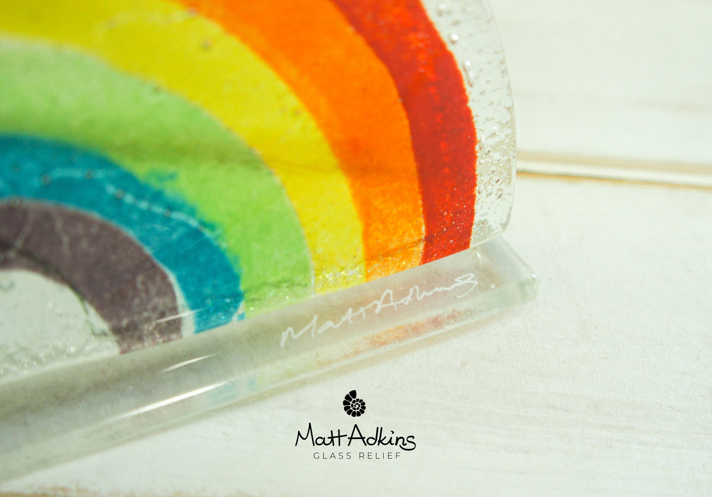 personalised fused glass raindow, memorial engraved rainbow glass suncatcher