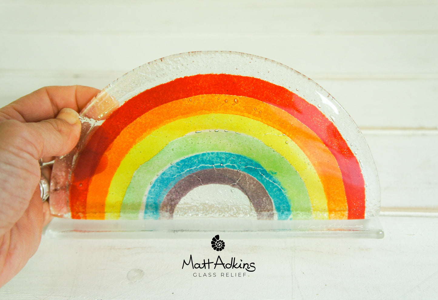 personalised fused glass raindow, memorial engraved rainbow glass suncatcher