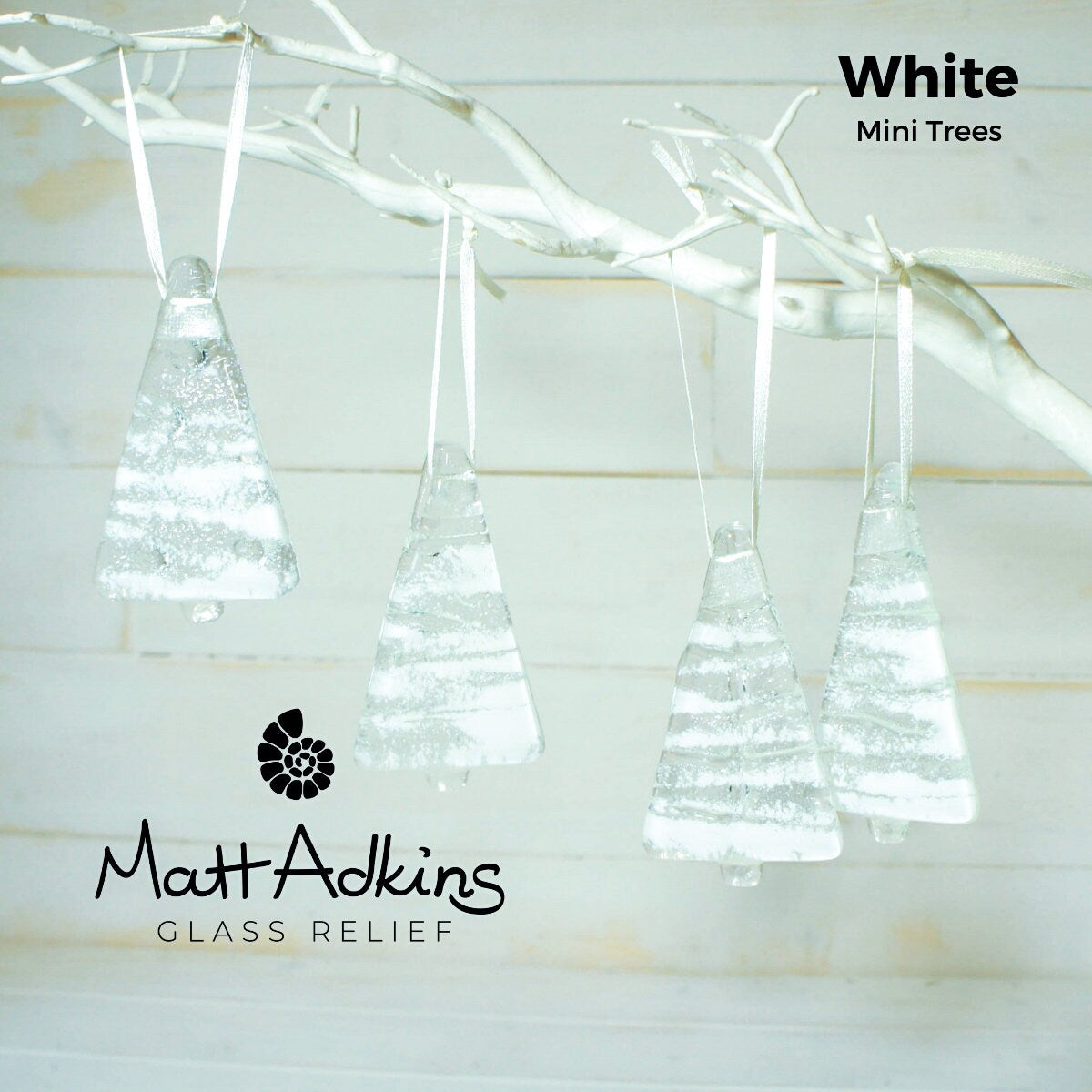 white fused glass christmas decorations, glass christmas trees, glass christmas hanging decorations, glass christmas ornaments