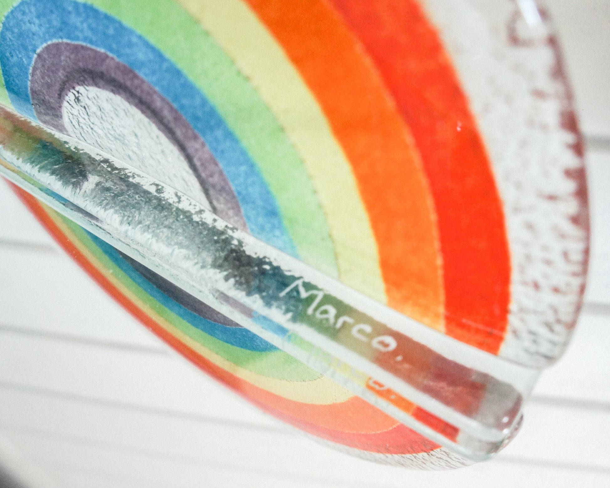 personalised fused glass raindow, memorial engraved rainbow glass suncatcher