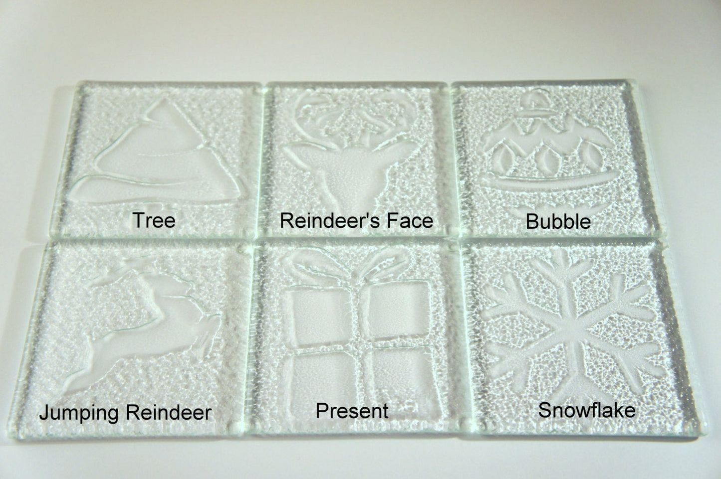 6 Clear Christmas Glass Coasters