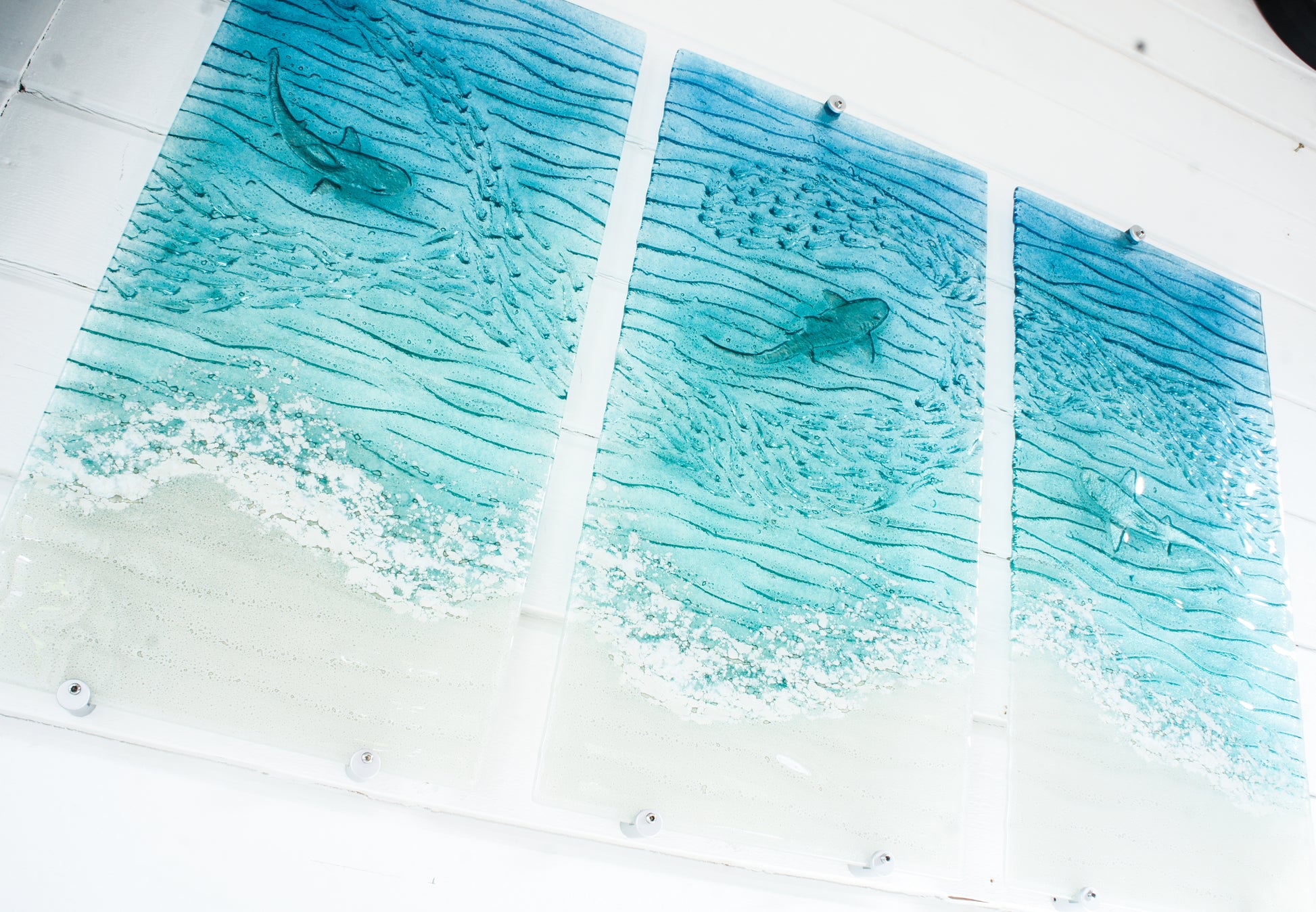 Shark triptych wall art
wall art set
set of 3 prints
extra large wall art
3 piece wall art
teal fused glass
sea glass art
teal wall decor
textured wall art
x large wall hanging
wall panel sculpture
turquoise aqua art
3d abstract art