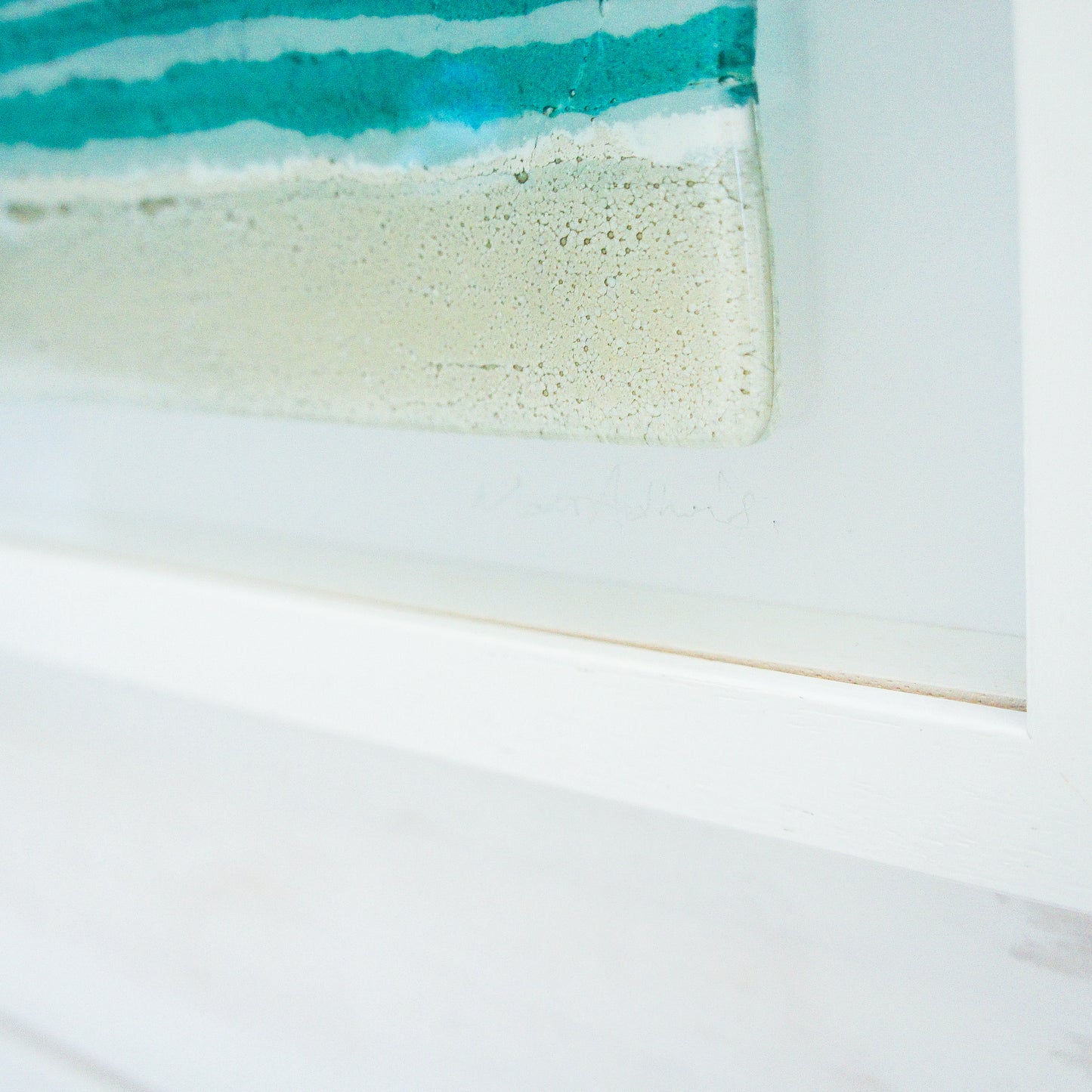 panoramic beach turquoise fused glass frame wall art