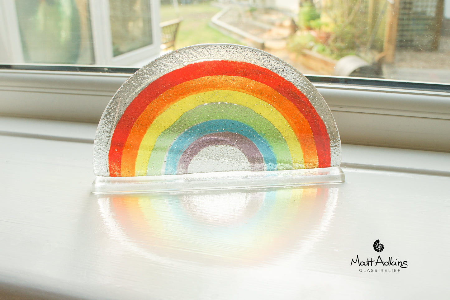 Rainbow Glass Suncatcher Personalised with engraving - Freestanding - 19x10cm (7 1/2x4")