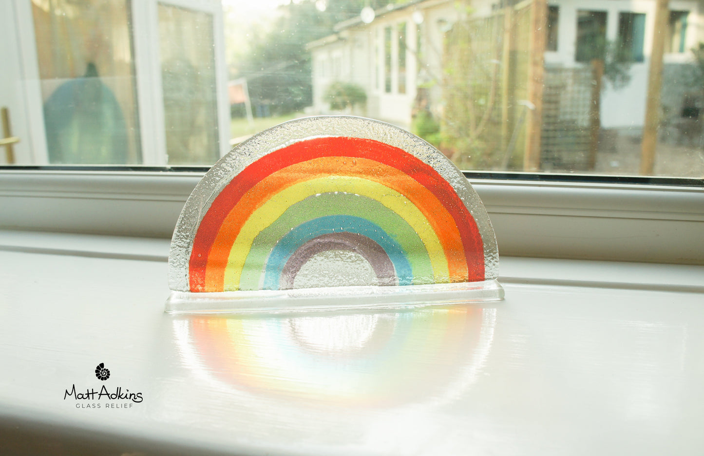 Rainbow Glass Suncatcher Personalised with engraving - Freestanding - 19x10cm (7 1/2x4")