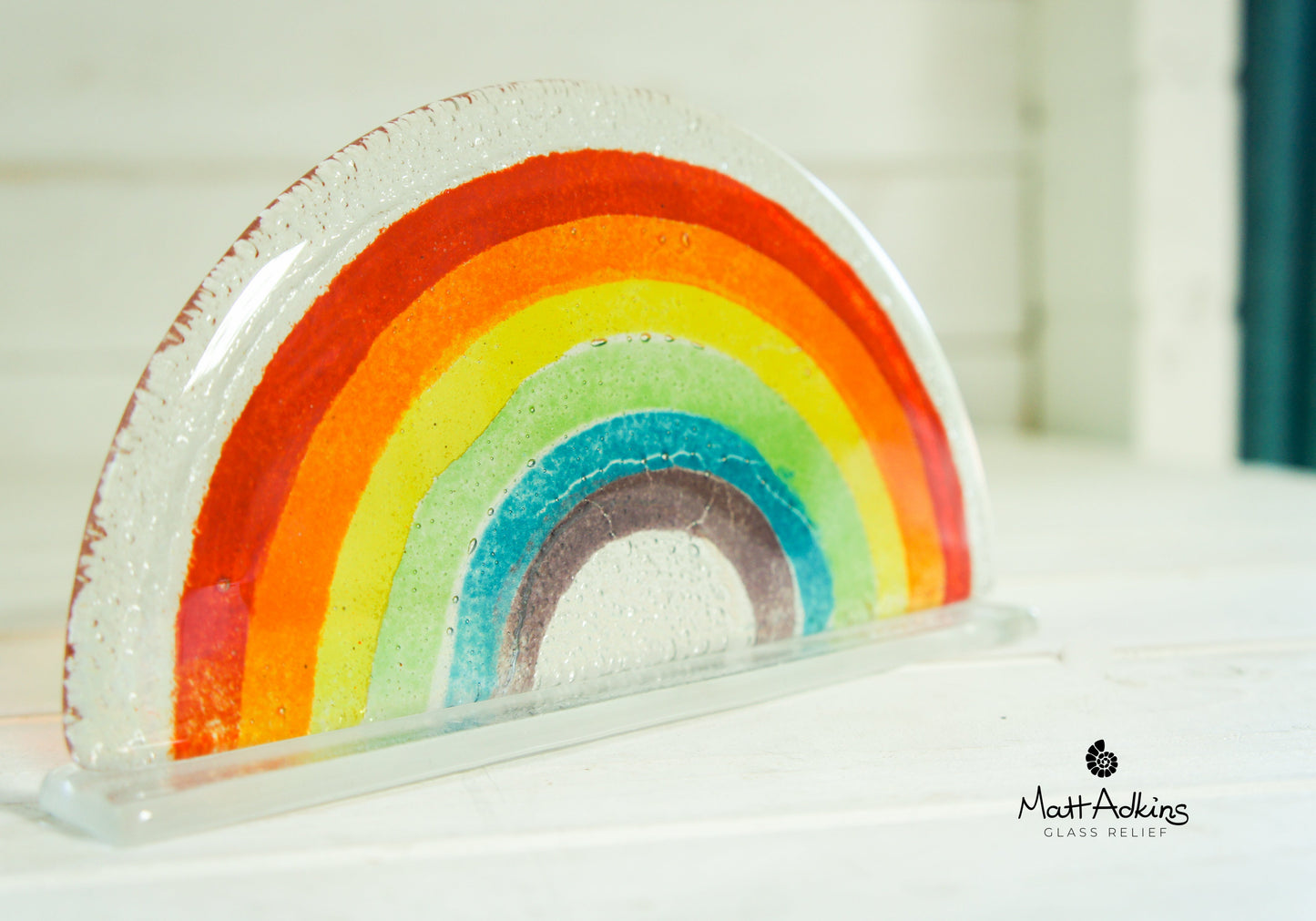 Rainbow Glass Suncatcher Personalised with engraving - Freestanding - 19x10cm (7 1/2x4")