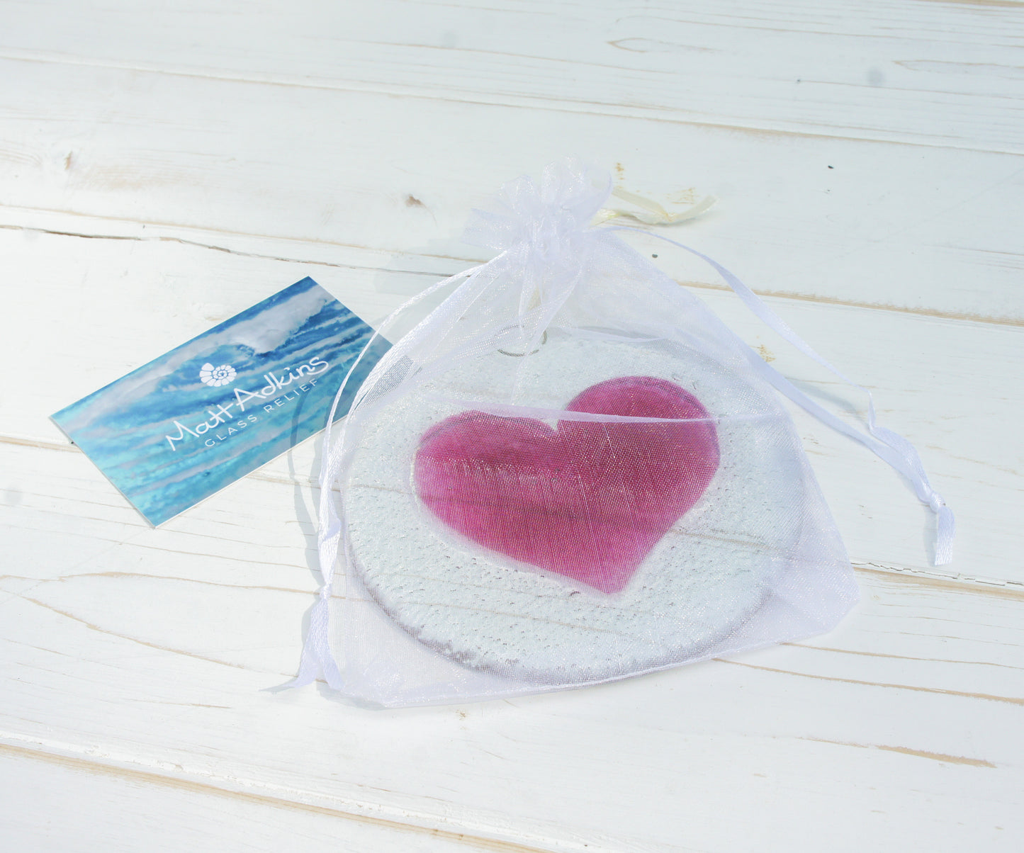 Cherry Pink Heart Fused Glass Hanging Suncatcher - 12cm(5")