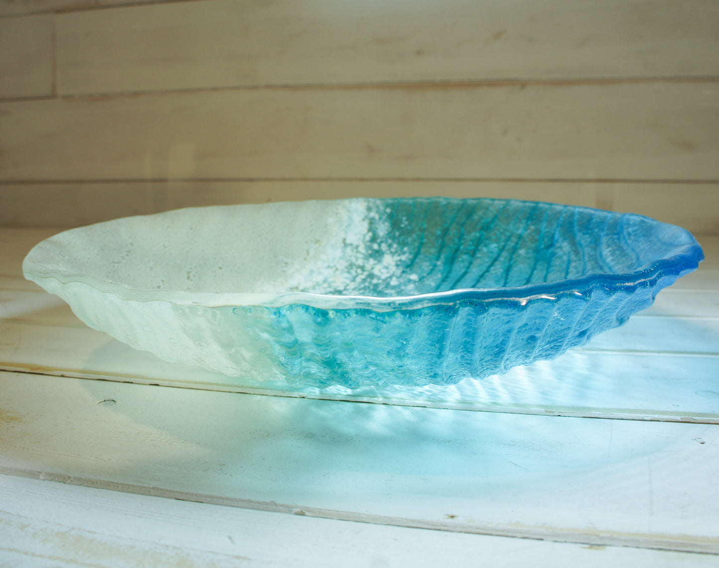 decorative beach turquoise fruit fused glass bowl