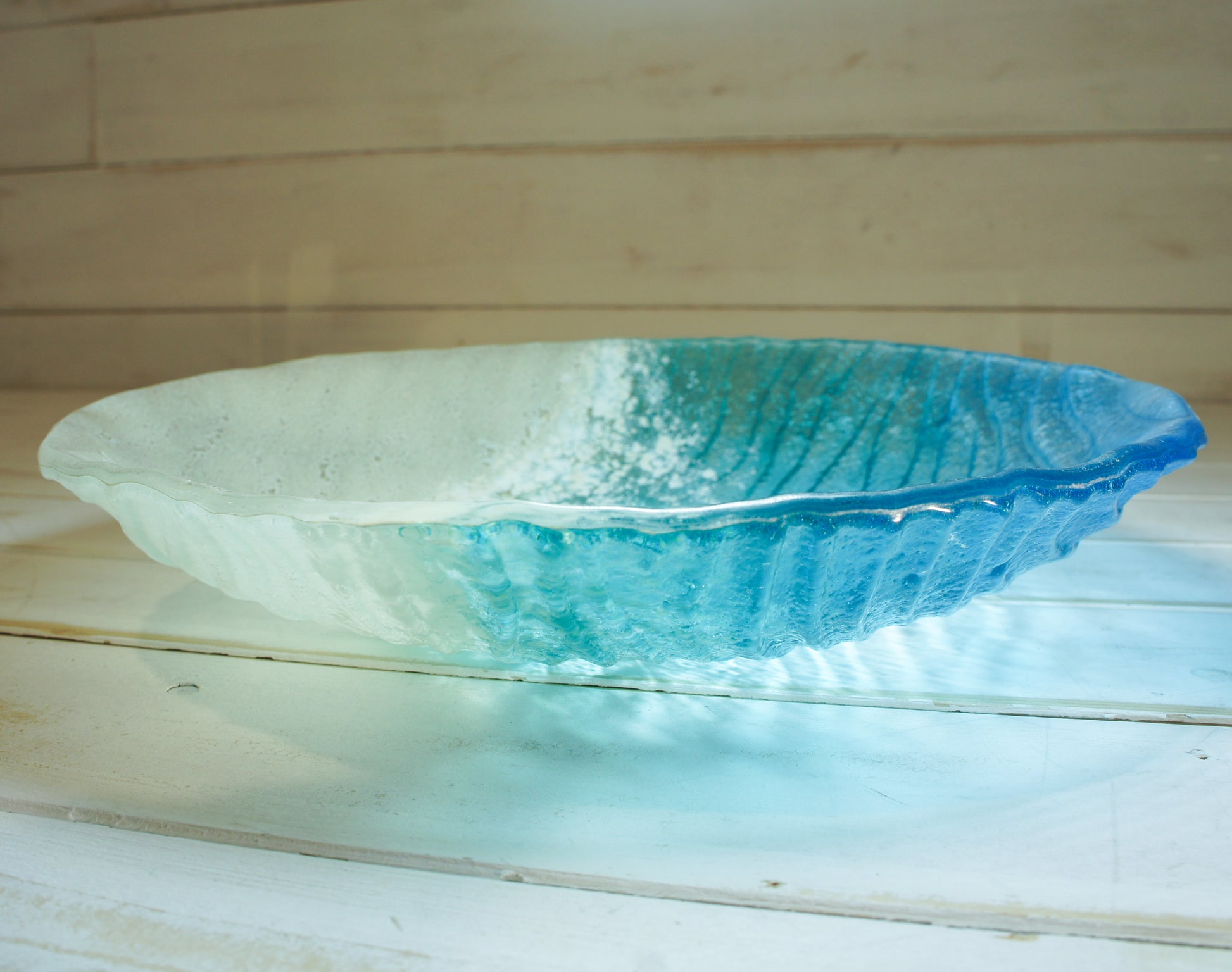 decorative beach turquoise fruit fused glass bowl