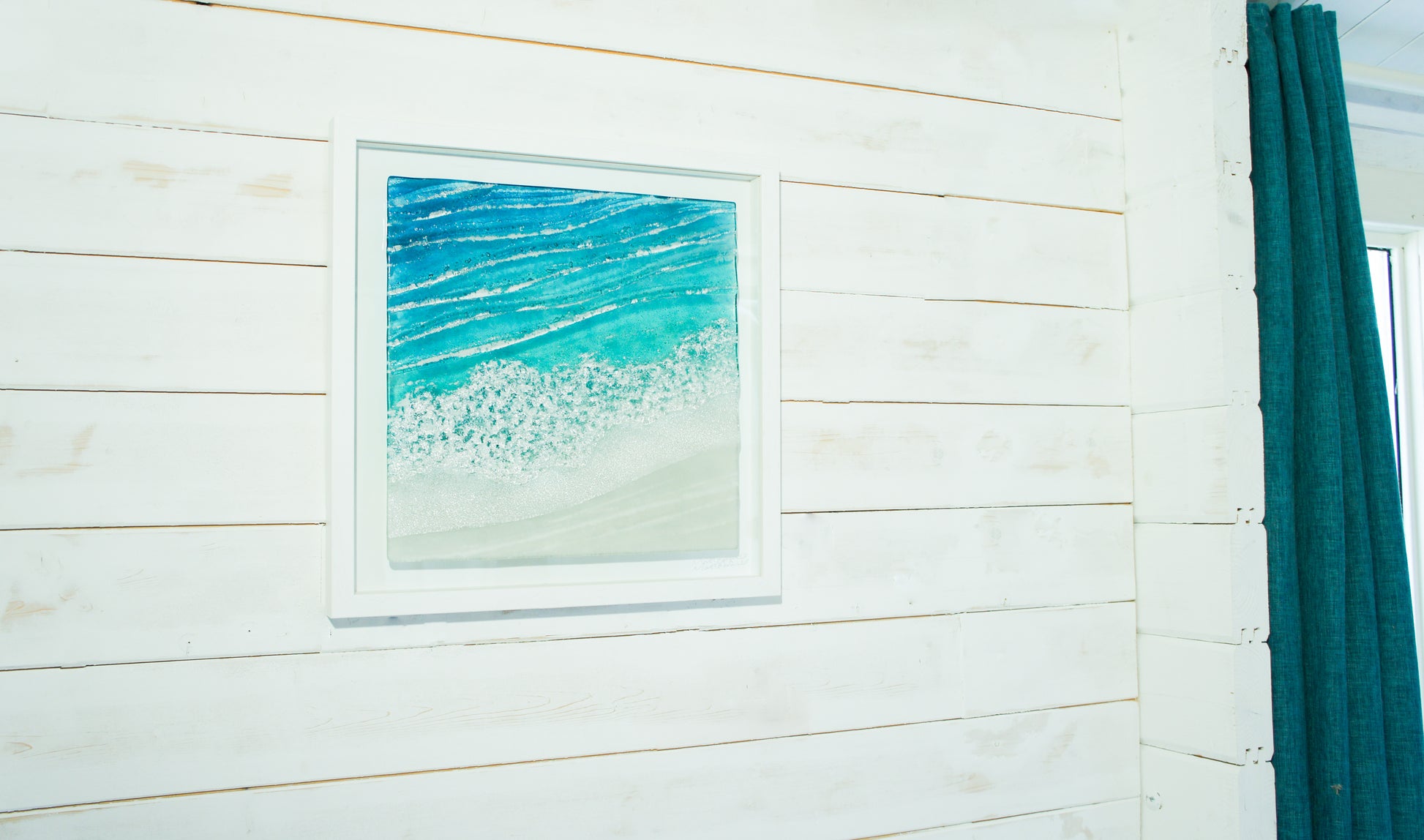 Large Fused Glass Wall Art Frame square 45x45cm