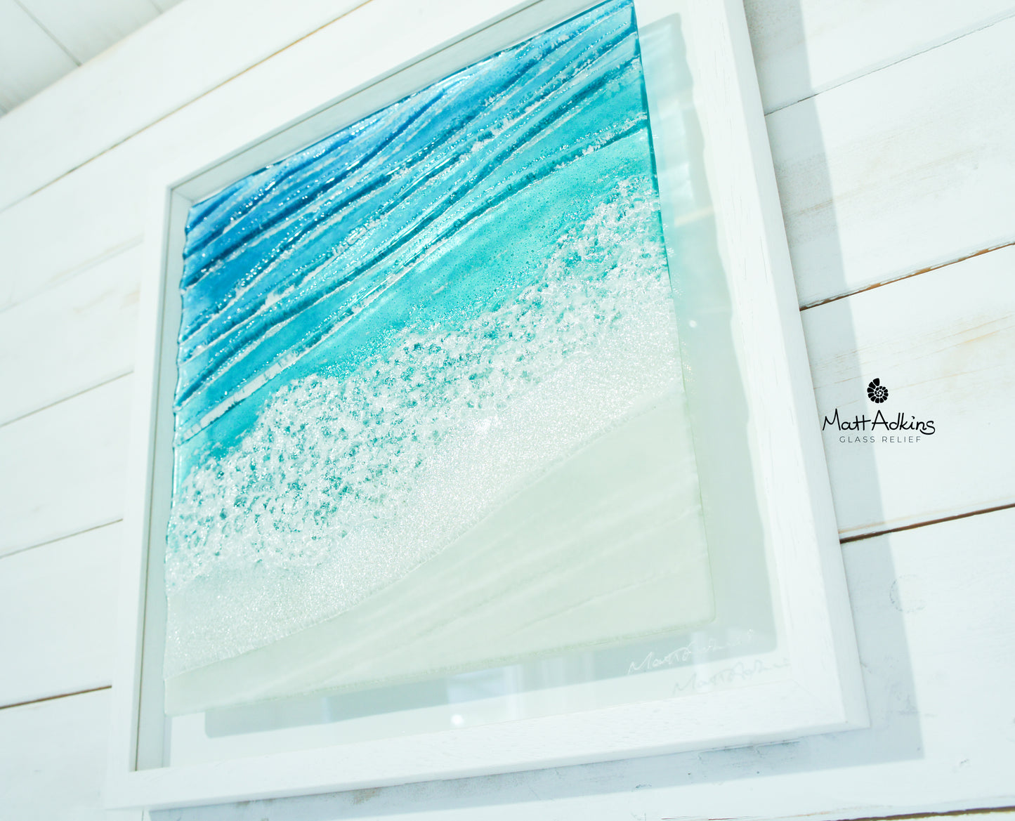 Large Fused Glass Wall Art Frame square 45x45cm