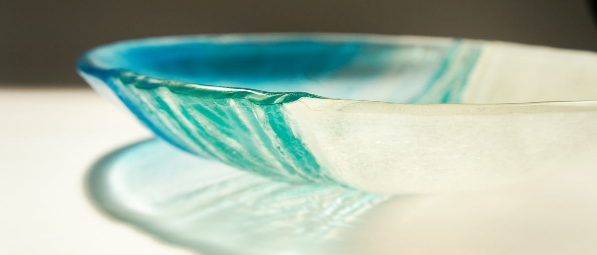 Handmade fused glass Dorset wave glass bespoke wall art splashback ...