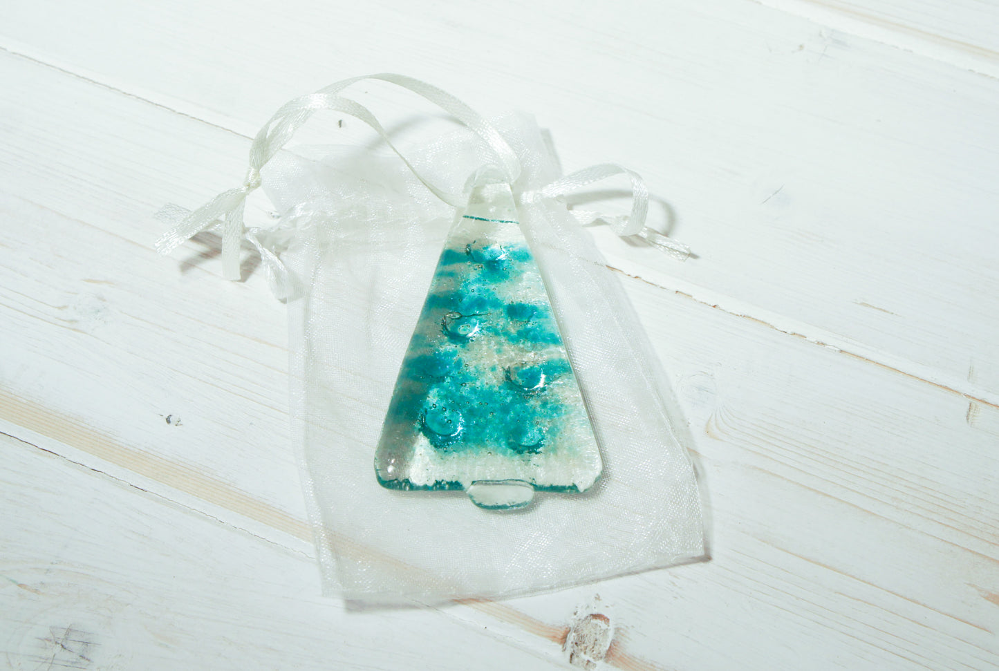 3 to 6 Mini Turquoise Glass Trees - Hanging - 8cm(3")