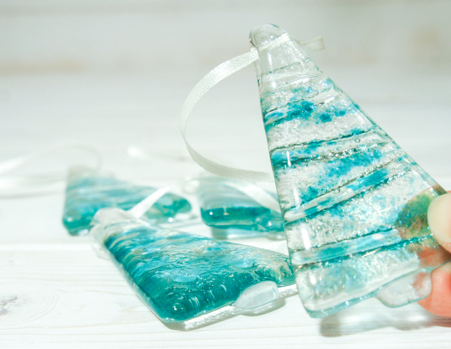 5 Mini Glass Tree - Hanging - Choose your colours - 8cm(3")