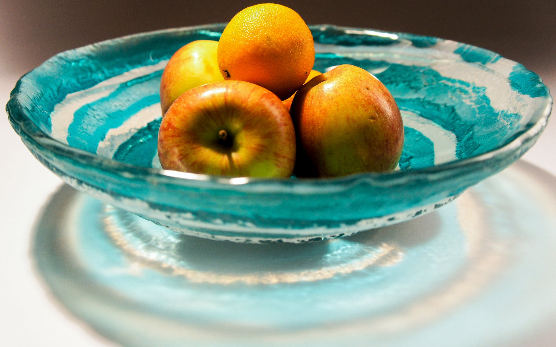 decorative fused glass bowl teal turquoise fruit bowl