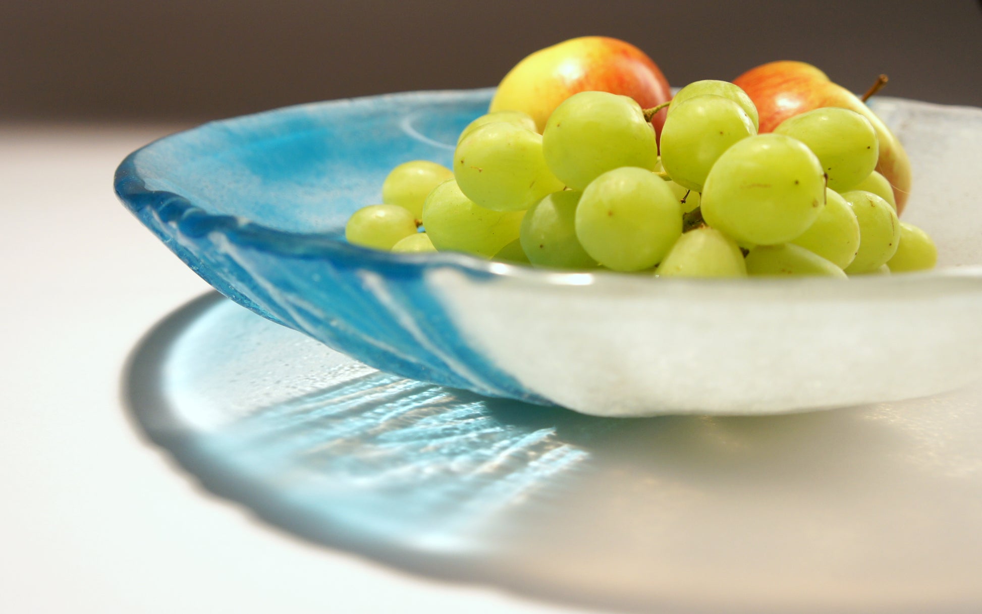 blue beach glass bowl