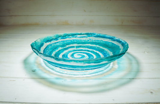 decorative fused glass bowl teal turquoise fruit bowl