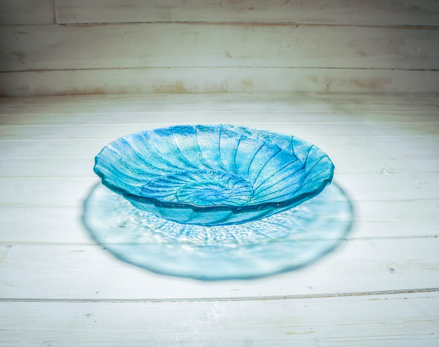 ammonite nautilus glass fruit bowl blue turquoise teal
