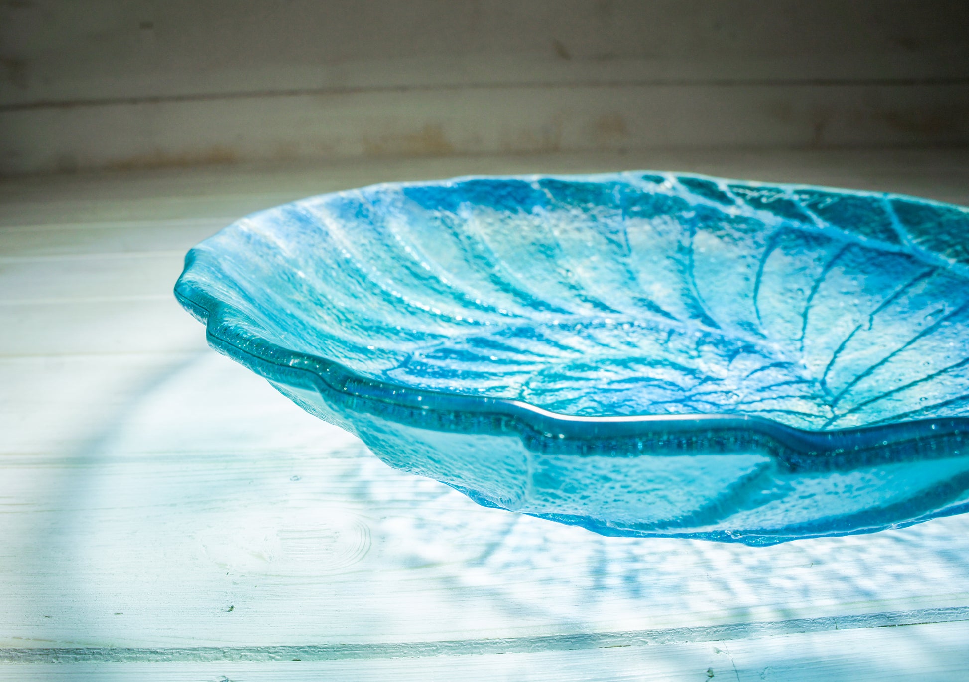 ammonite nautilus glass fruit bowl blue turquoise teal