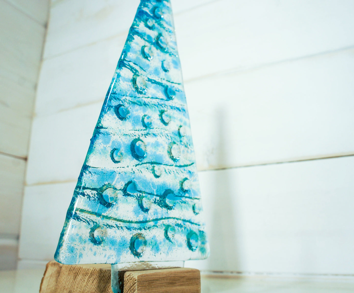 Large Turquoise&Blue Glass Tree - Freestanding - 22cm/8 1/2" with wooden block (Copy)