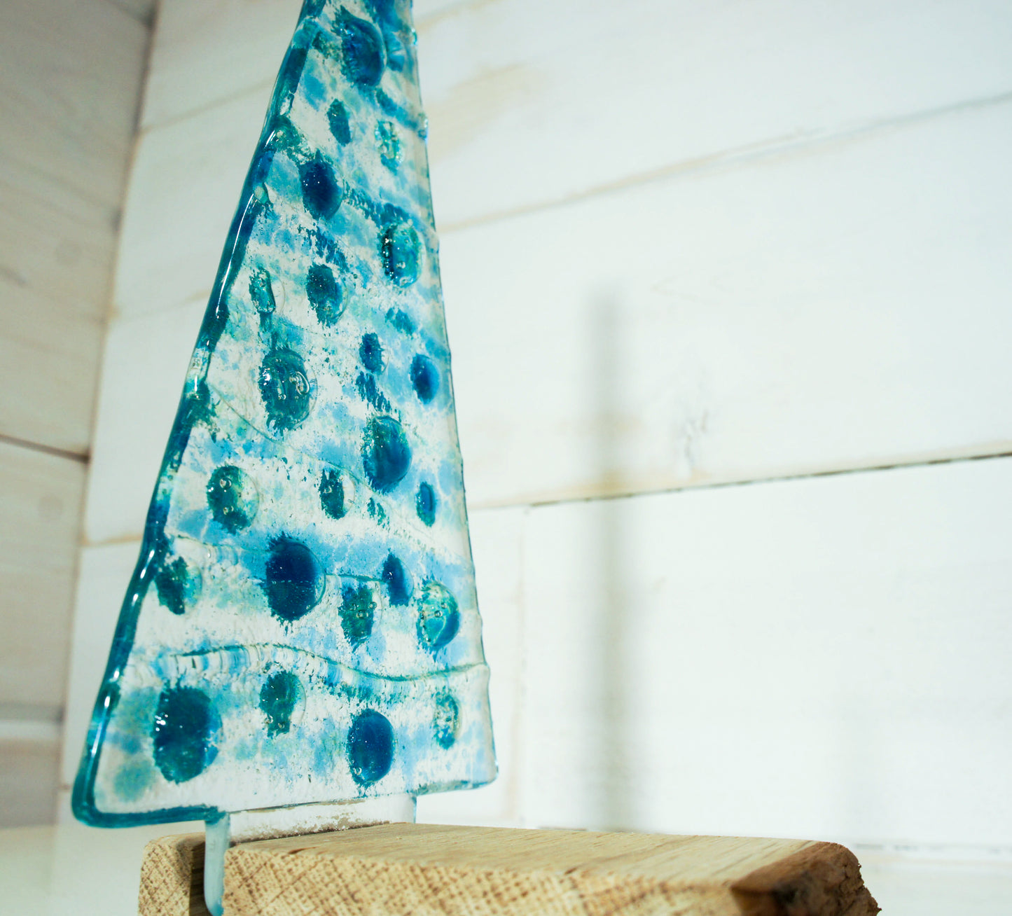 Large Turquoise&Blue Glass Tree - Freestanding - 22cm/8 1/2" with wooden block (Copy)