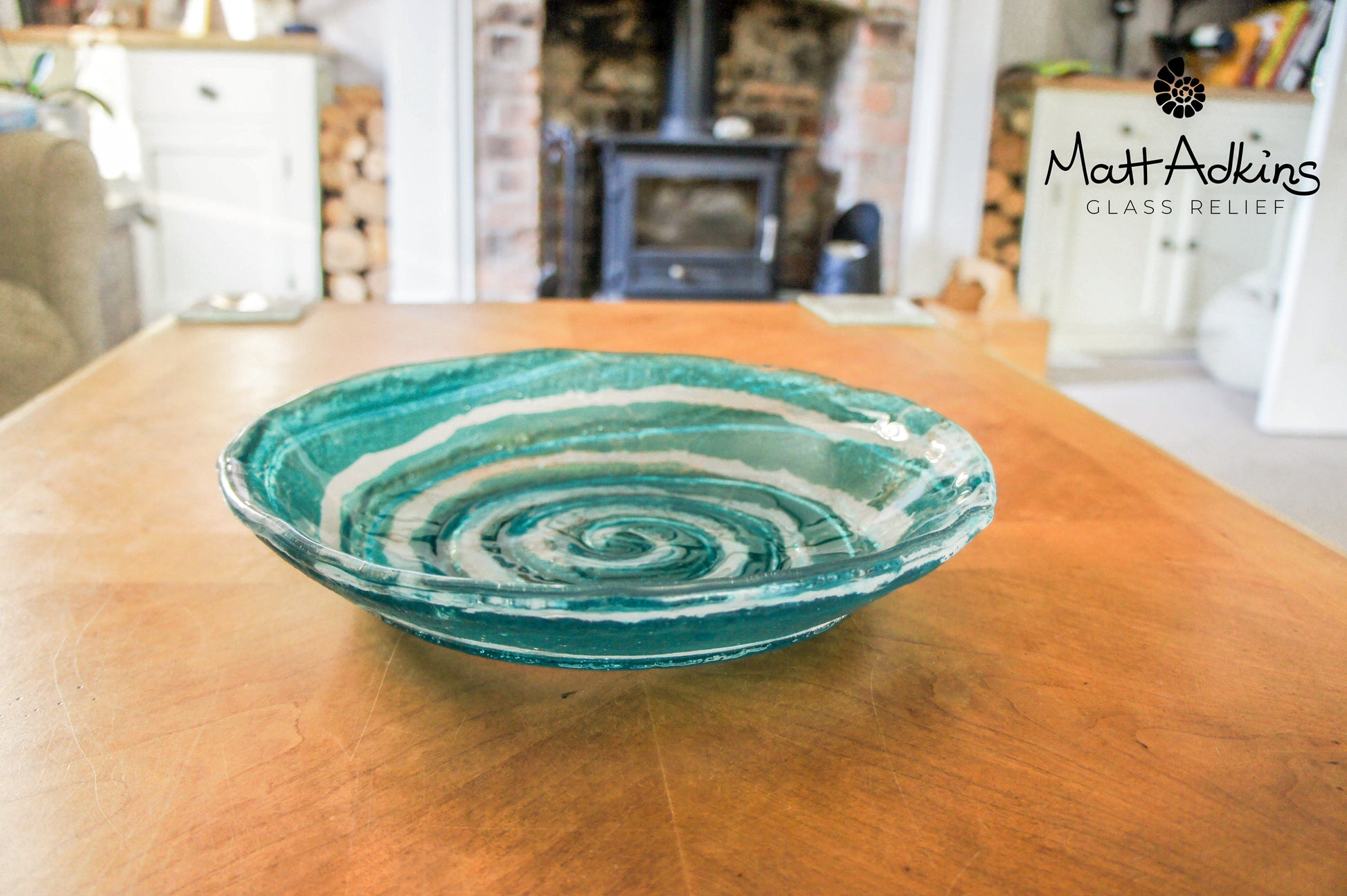 decorative fused glass bowl teal turquoise fruit bowl