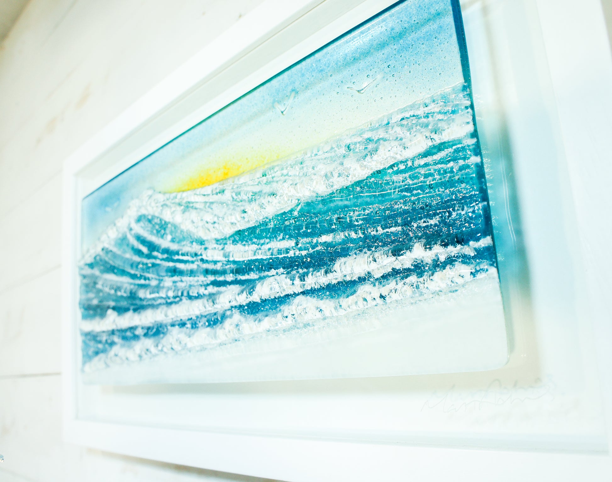 wave fused sea glass art frame landscape