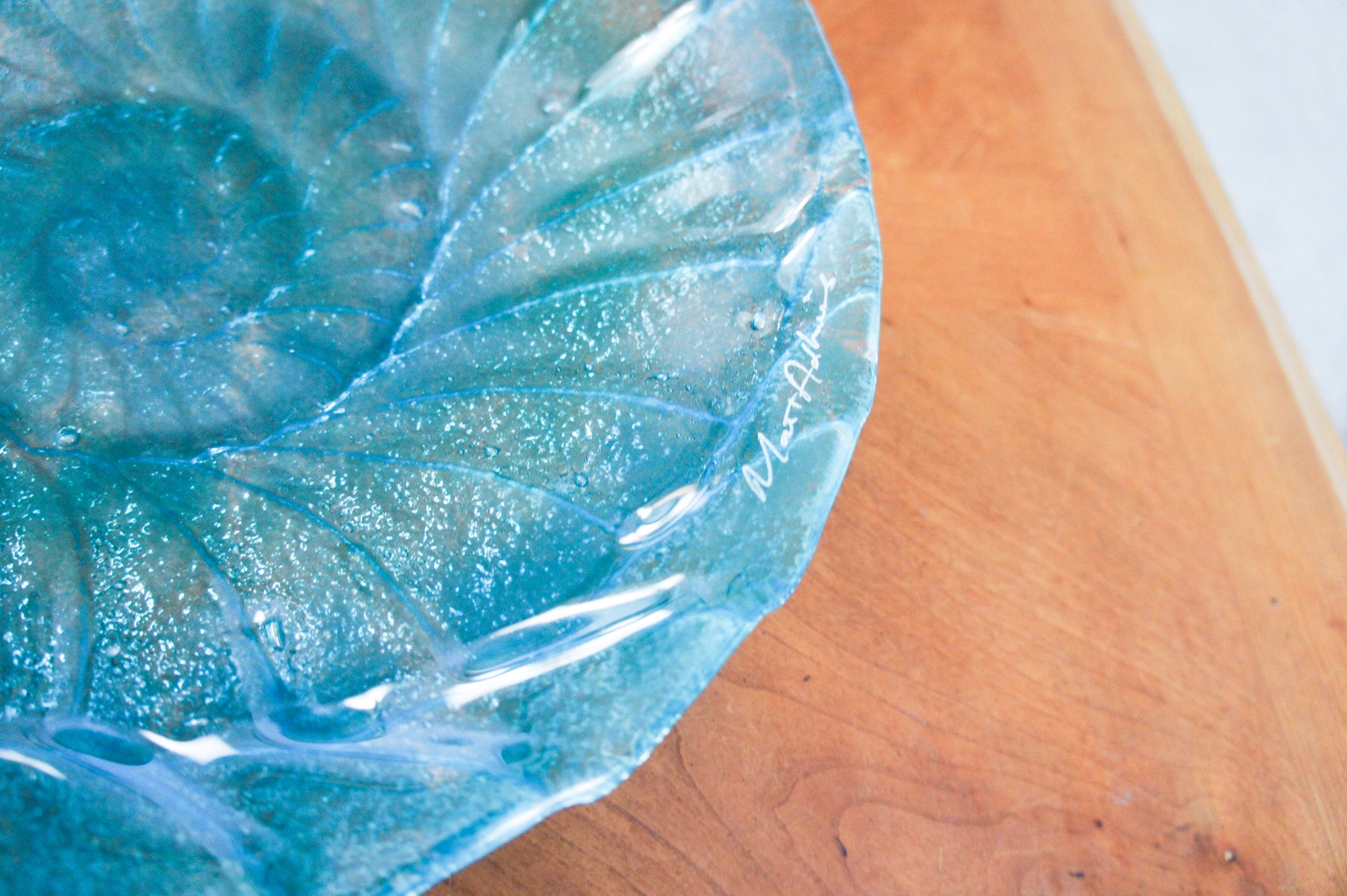 ammonite nautilus glass fruit bowl blue turquoise teal