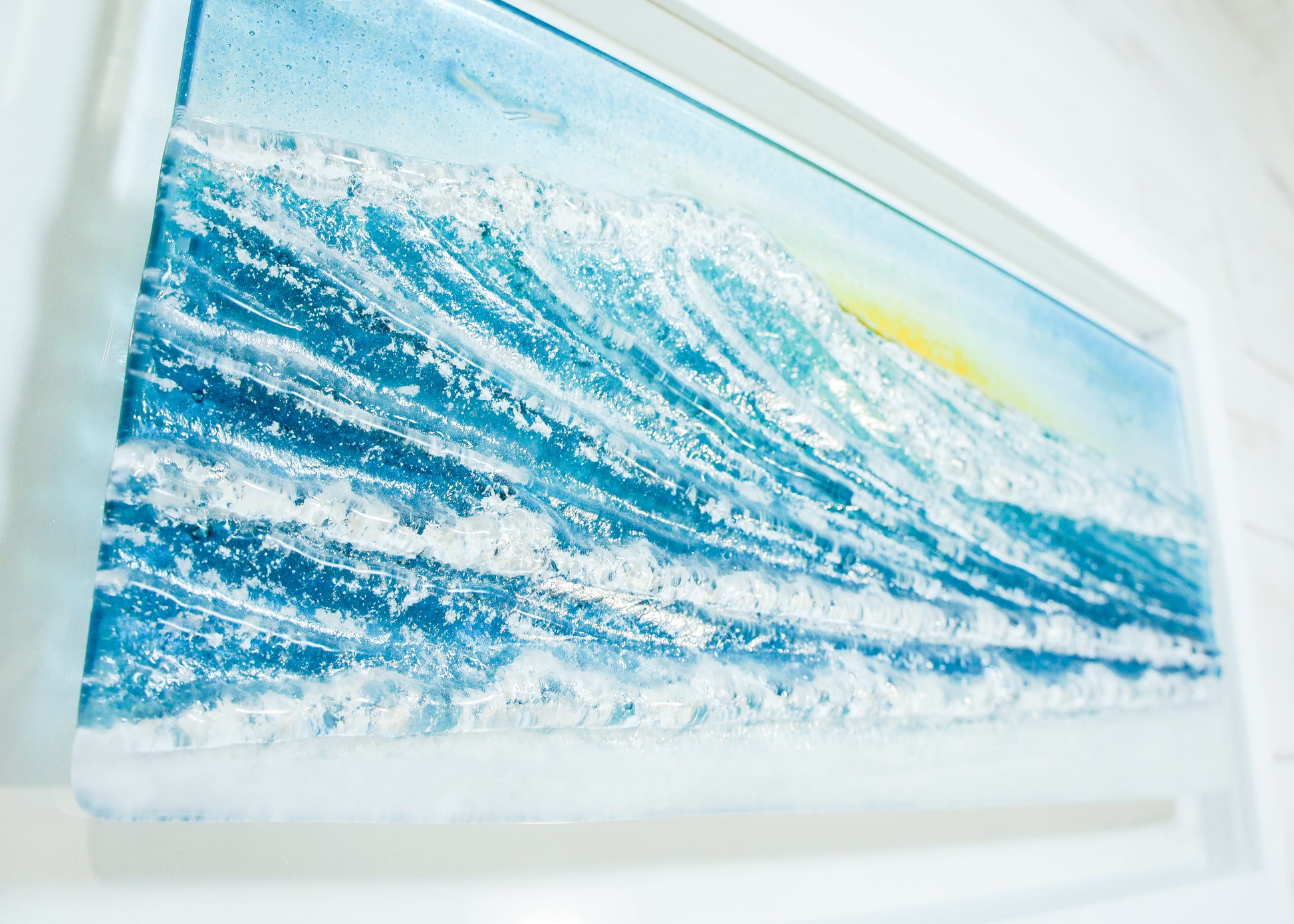 wave fused sea glass art frame landscape