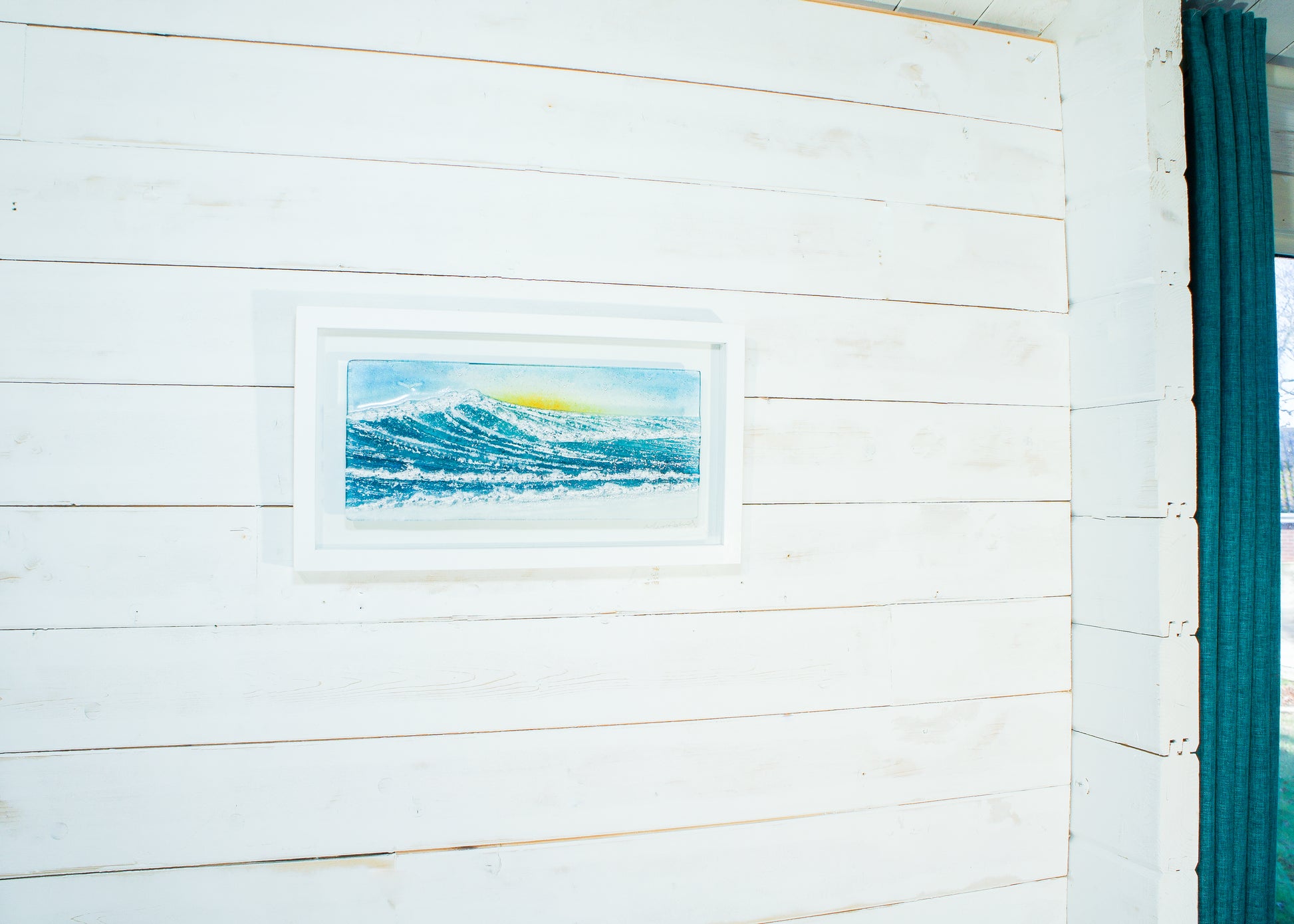 wave fused sea glass art frame landscape
