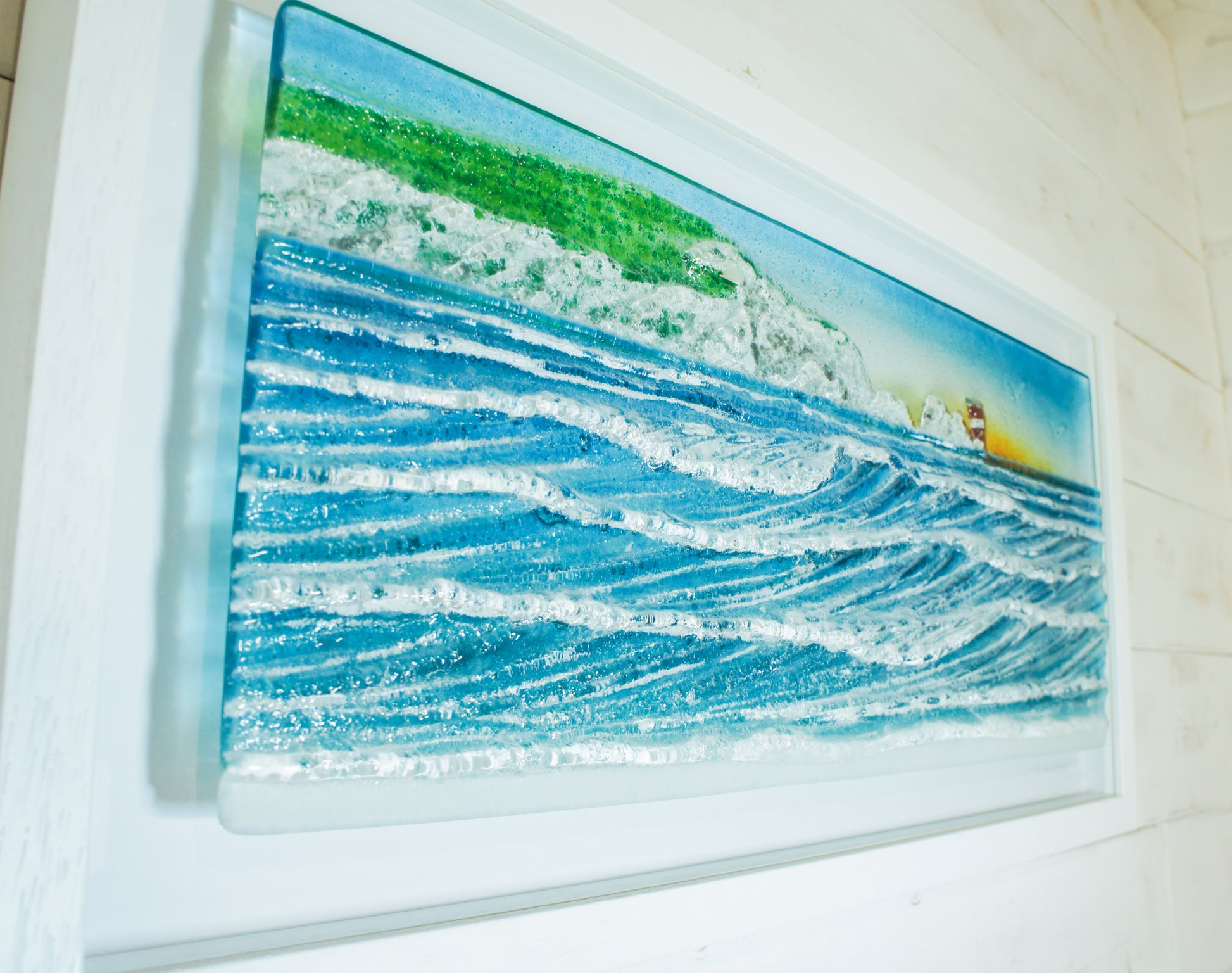 large glass wave wall art picture frame landscape panoramic