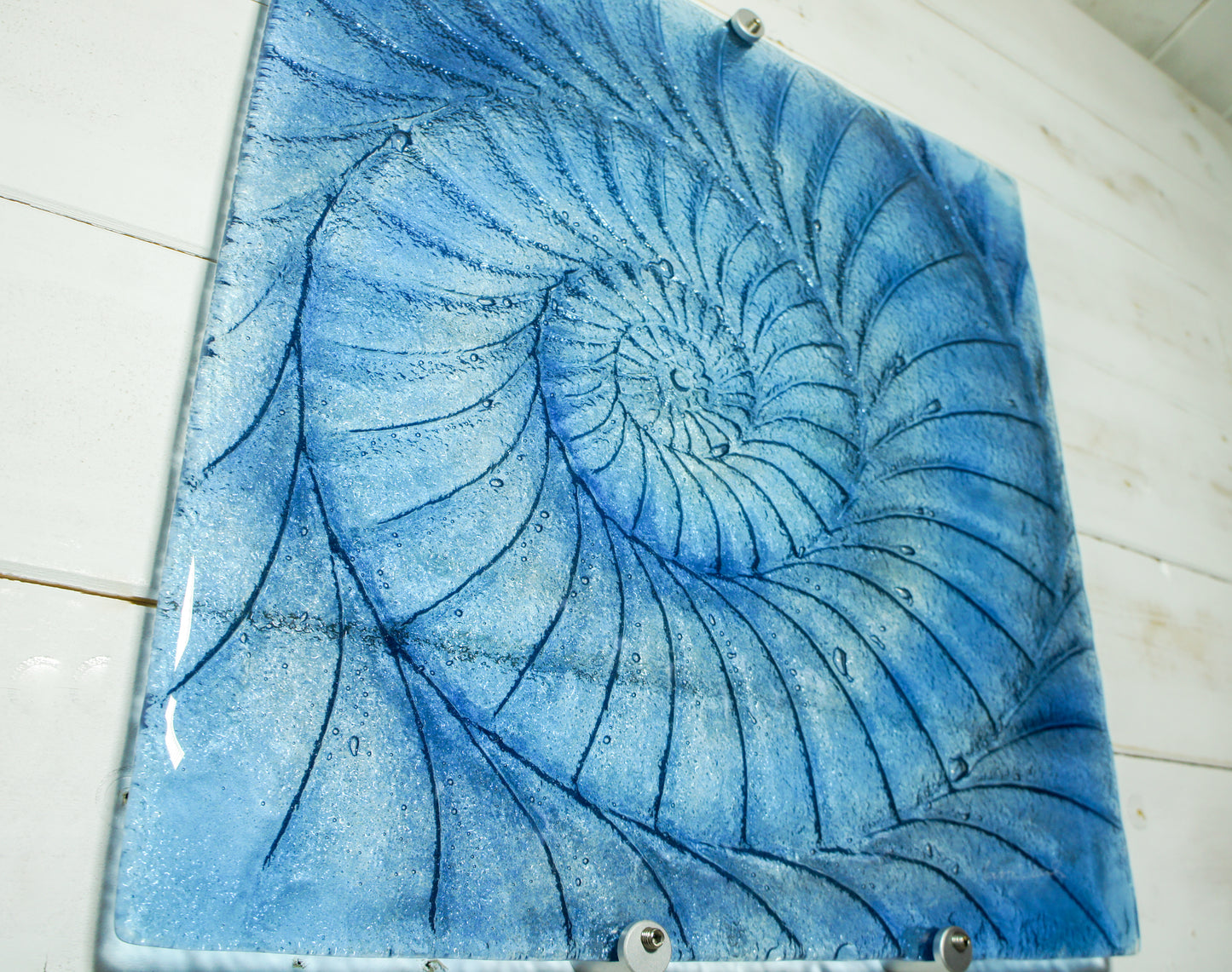 Ammonite Wall Panel - Large Square - Swirl Midnight Blue and Blue - 40cm(16") with fixings