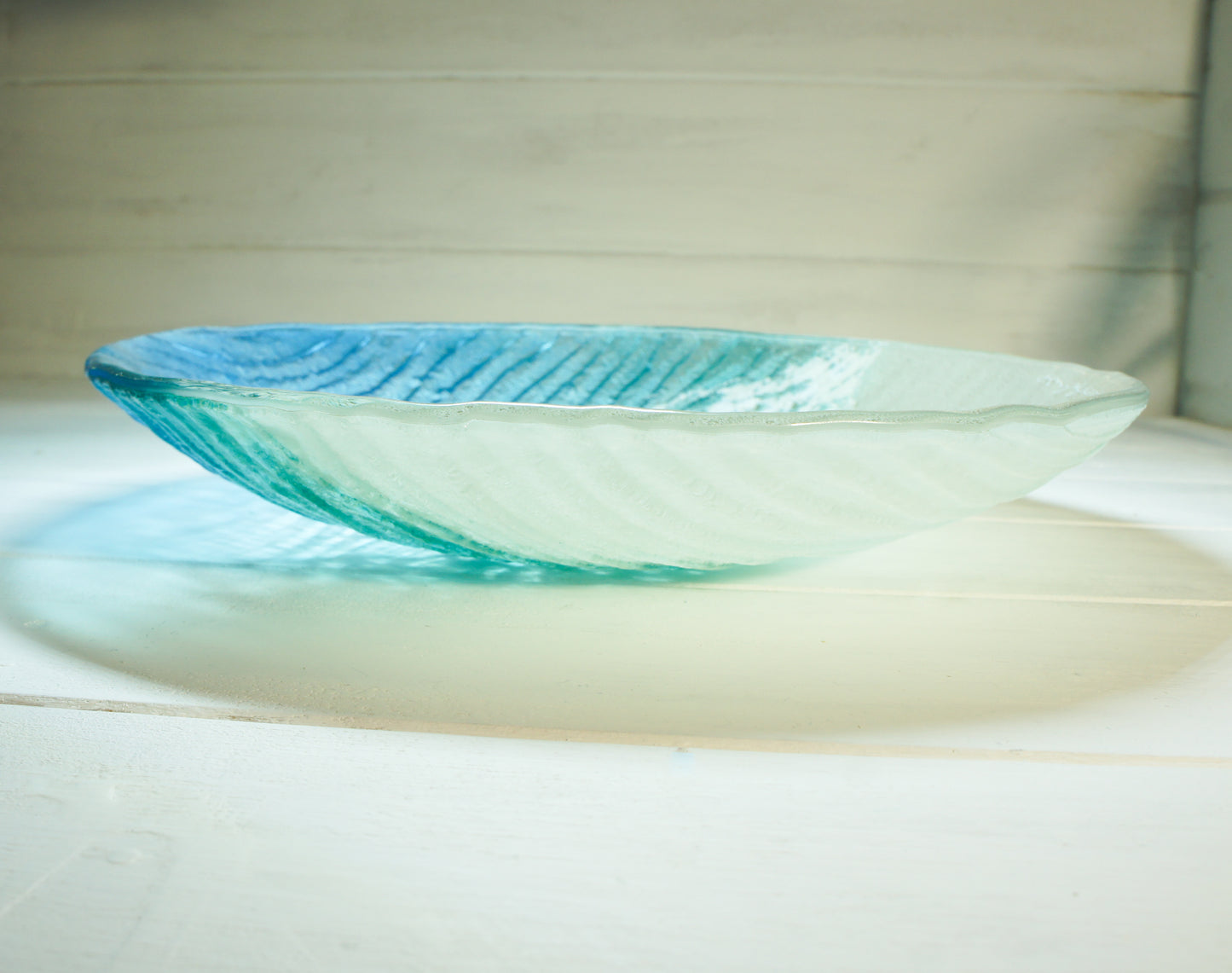 decorative beach turquoise fruit fused glass bowl