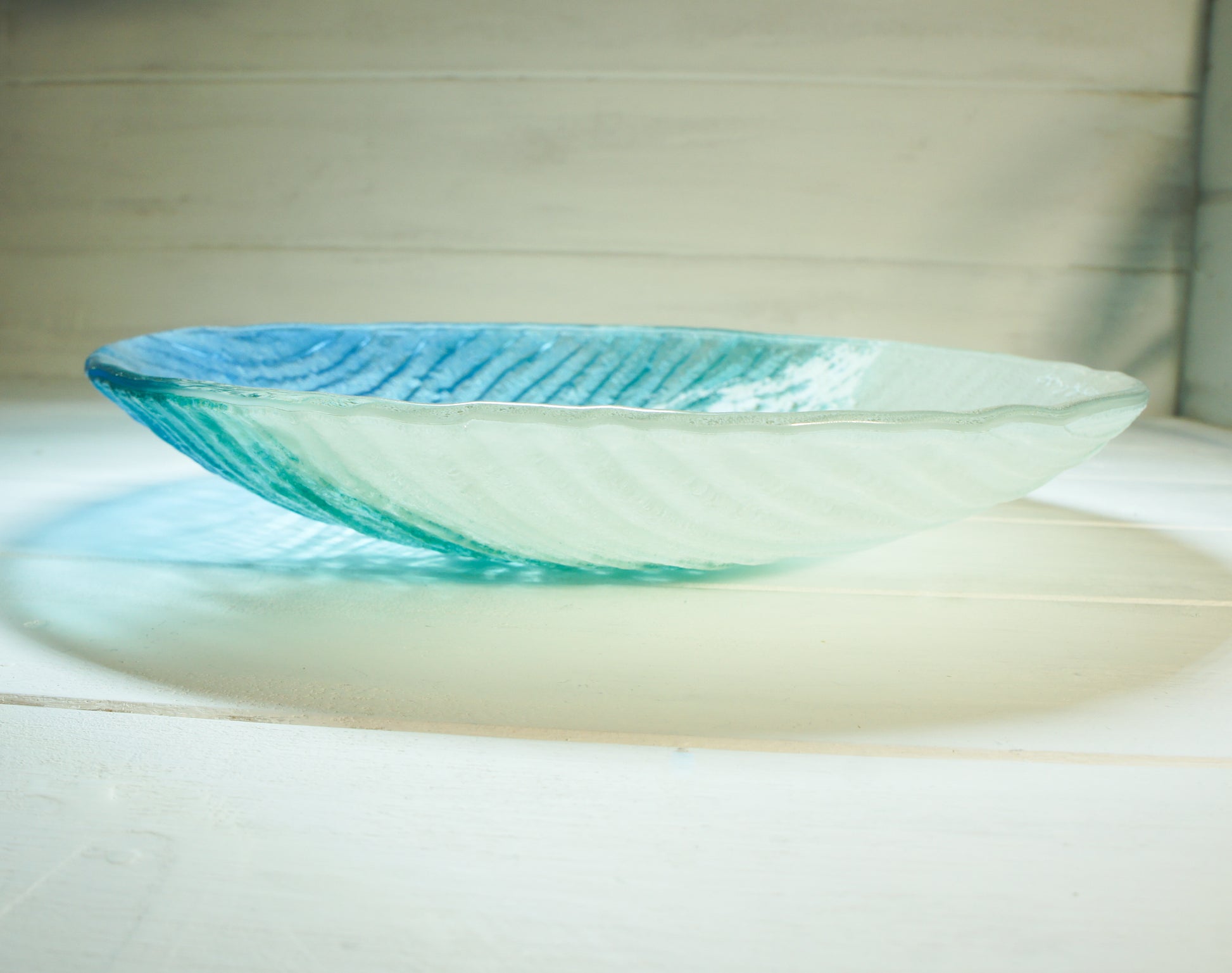 decorative beach turquoise fruit fused glass bowl