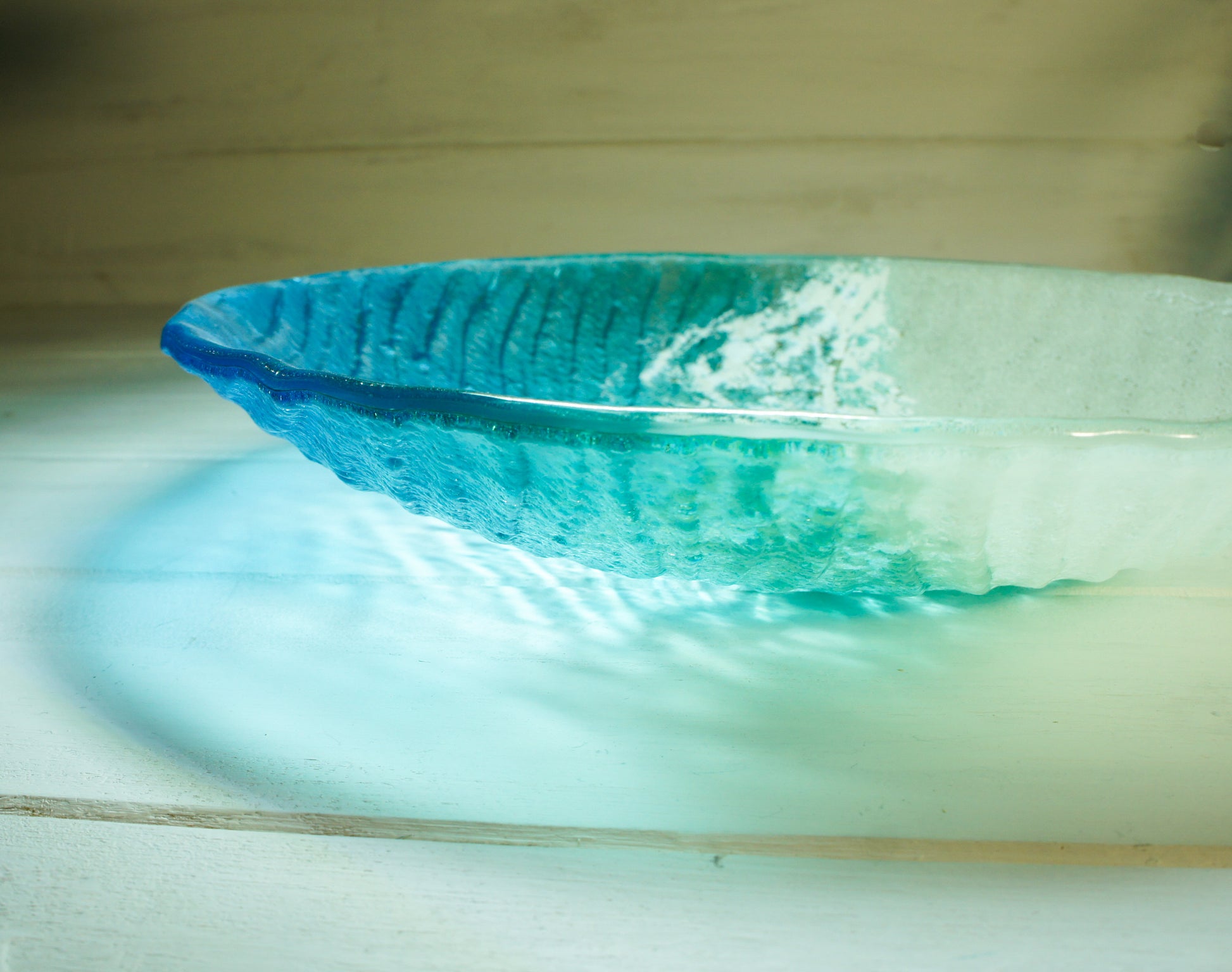 decorative beach turquoise fruit fused glass bowl