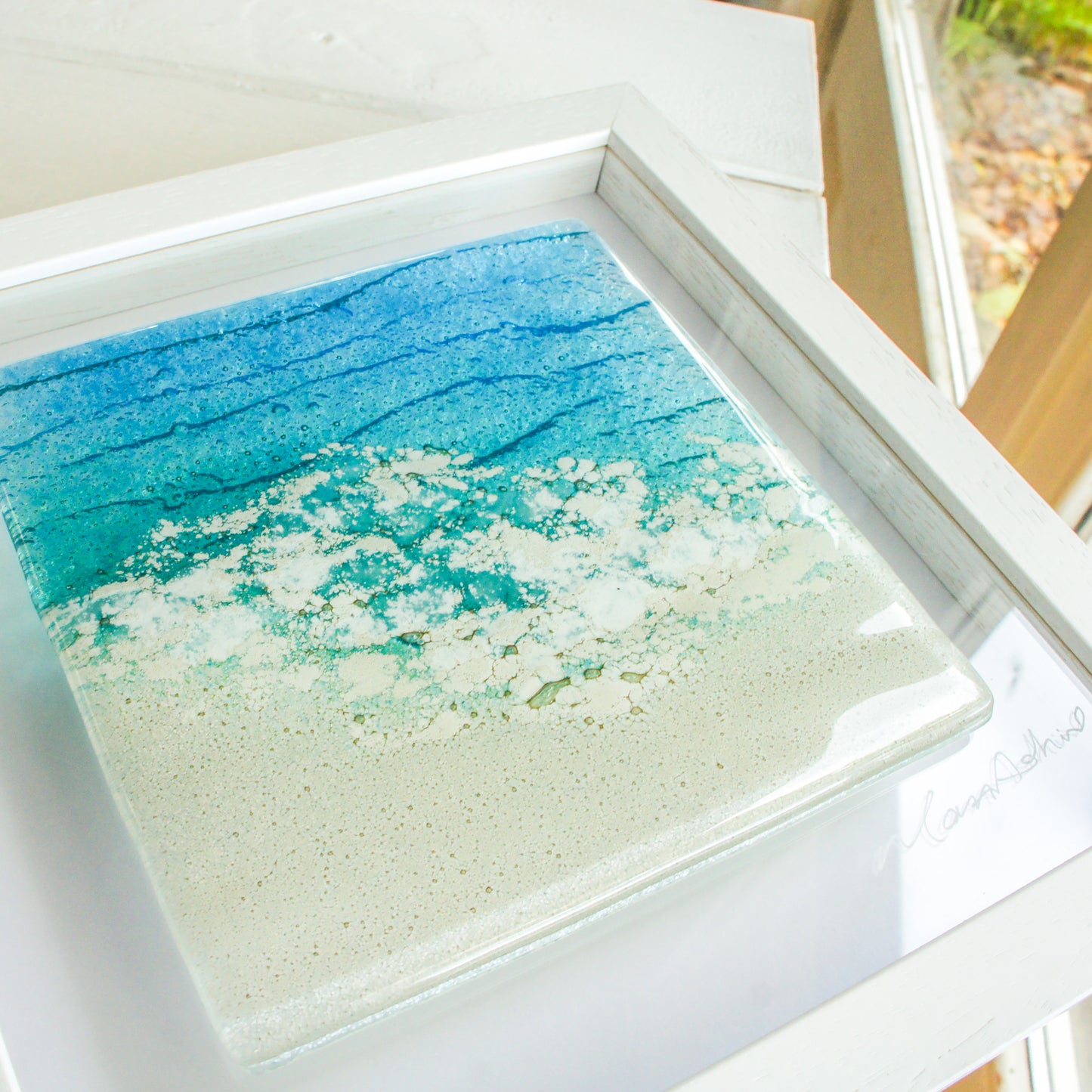 sea glass art, fused glass art, glass wall art, fused glass picture, glass beach art