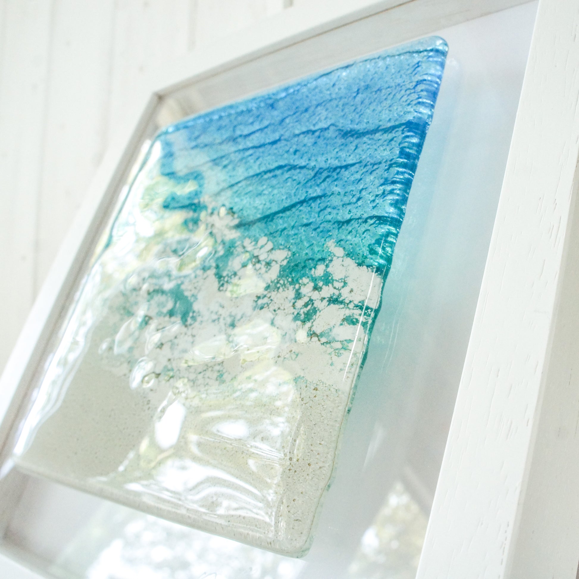 sea glass art, fused glass art, glass wall art, fused glass picture, glass beach art